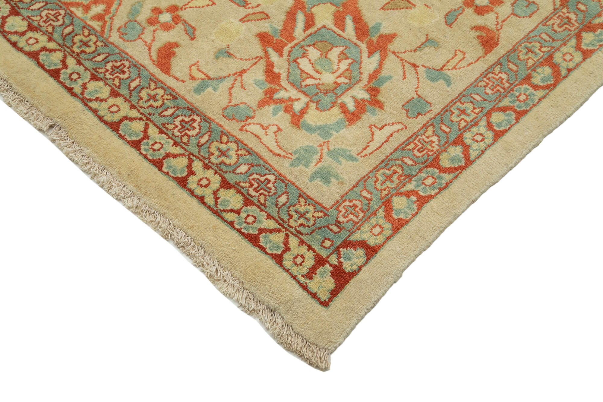 Handmade Wool Area Rug – Tebriz Classic Beige Cotton Wool Rug 11'5''x17'4''