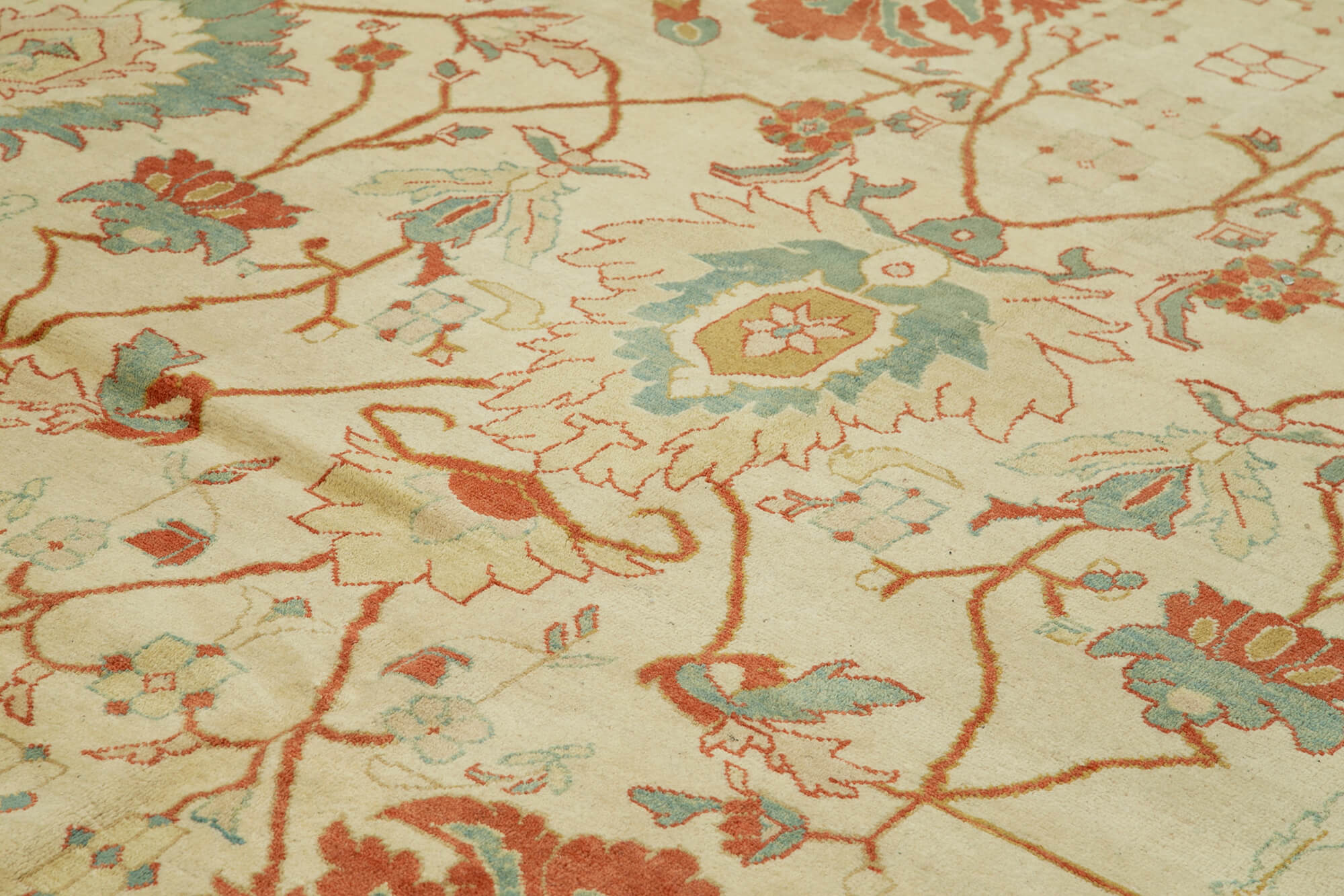 Handmade Wool Area Rug – Tebriz Classic Beige Cotton Wool Rug 11'5''x17'4''