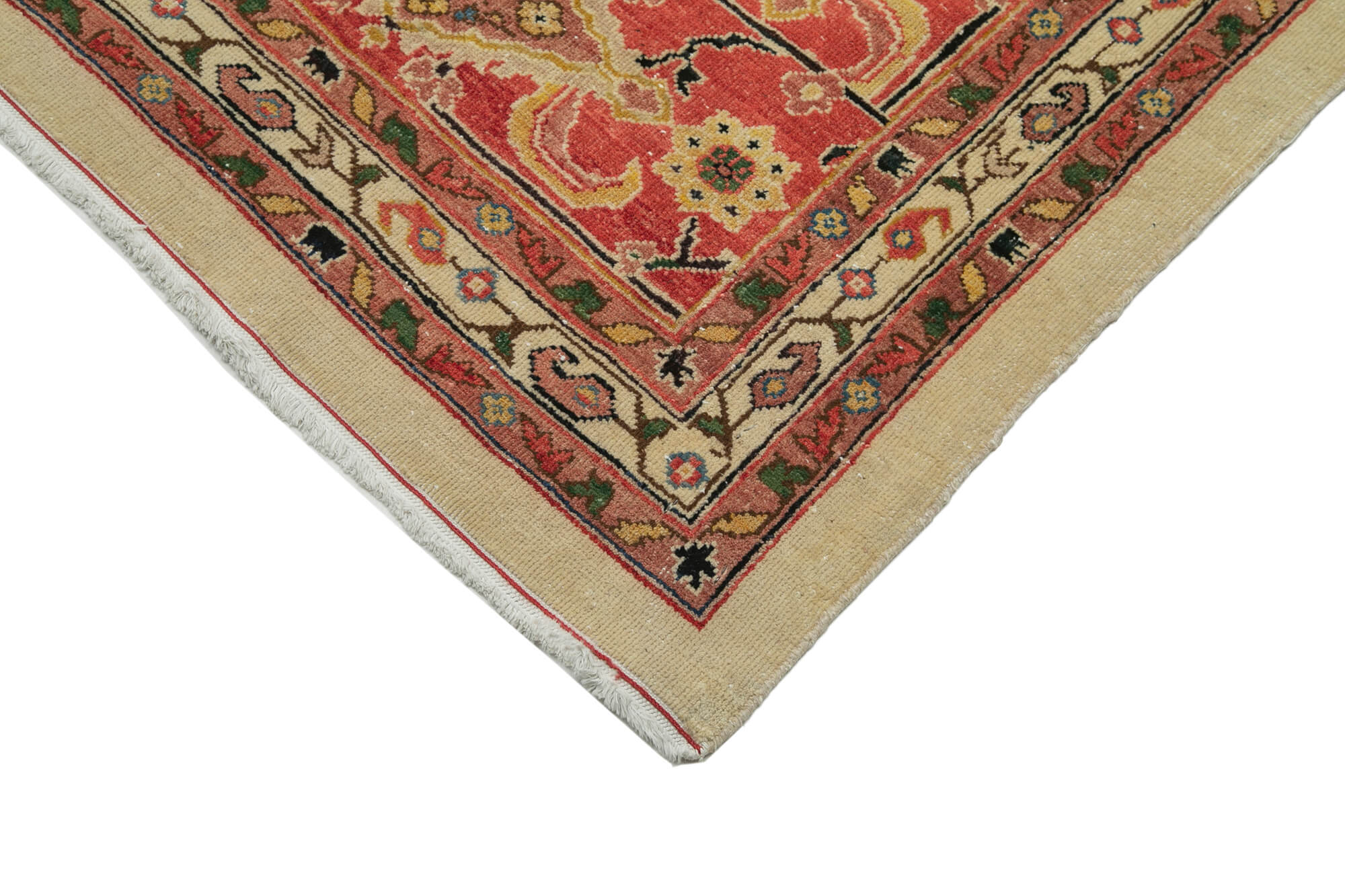Handmade Area Rug – Classic Beige Turkish Hand Knotted Wool Cotton Carpet 13'9''x17'7''