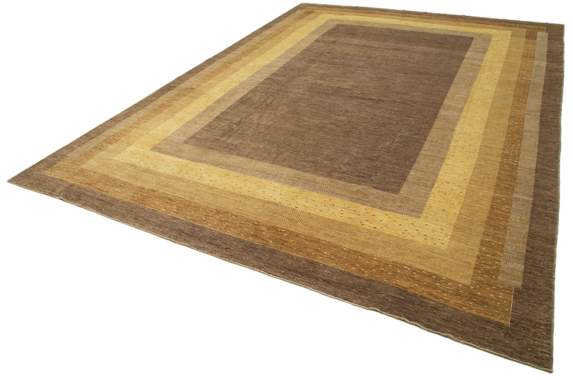 Handmade Wool Area Rug - Tebriz Classic Brown Cotton Wool Carpet 12'6''x17'1''