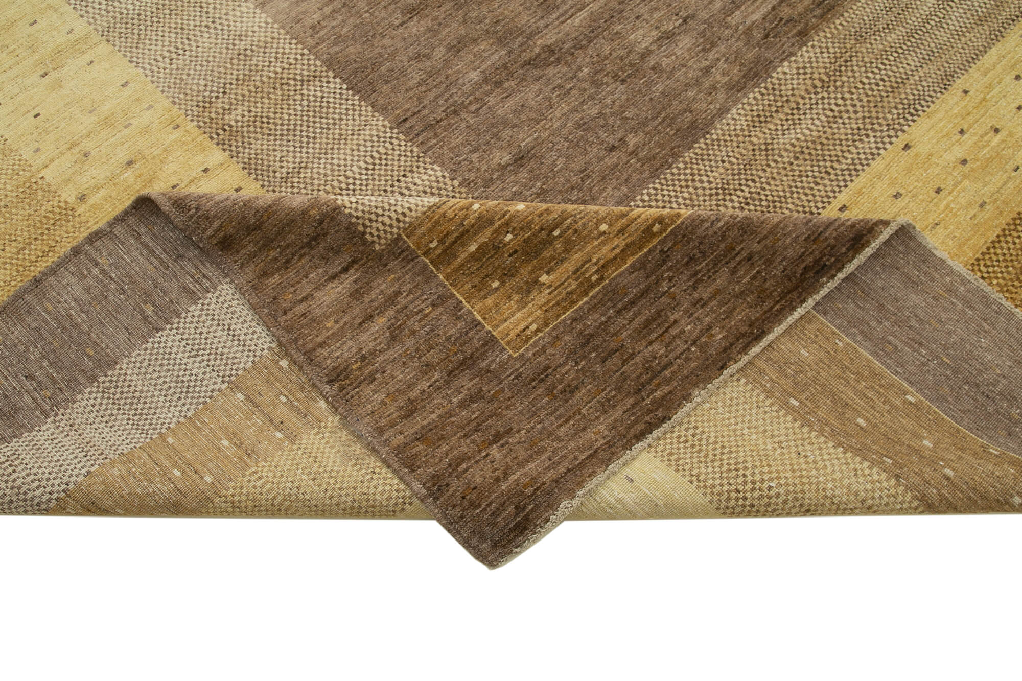 Handmade Wool Area Rug - Tebriz Classic Brown Cotton Wool Carpet 12'6''x17'1''