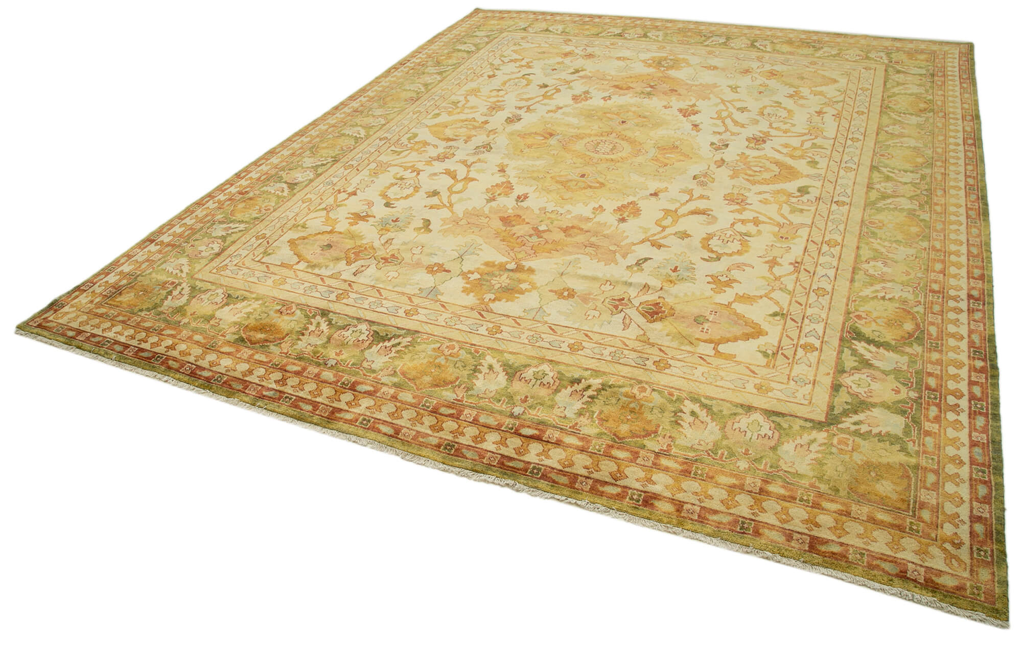 Handmade Wool Area Rug – Classic Beige Cotton Wool Rug by Agacan, 12'2'' x 14'10''