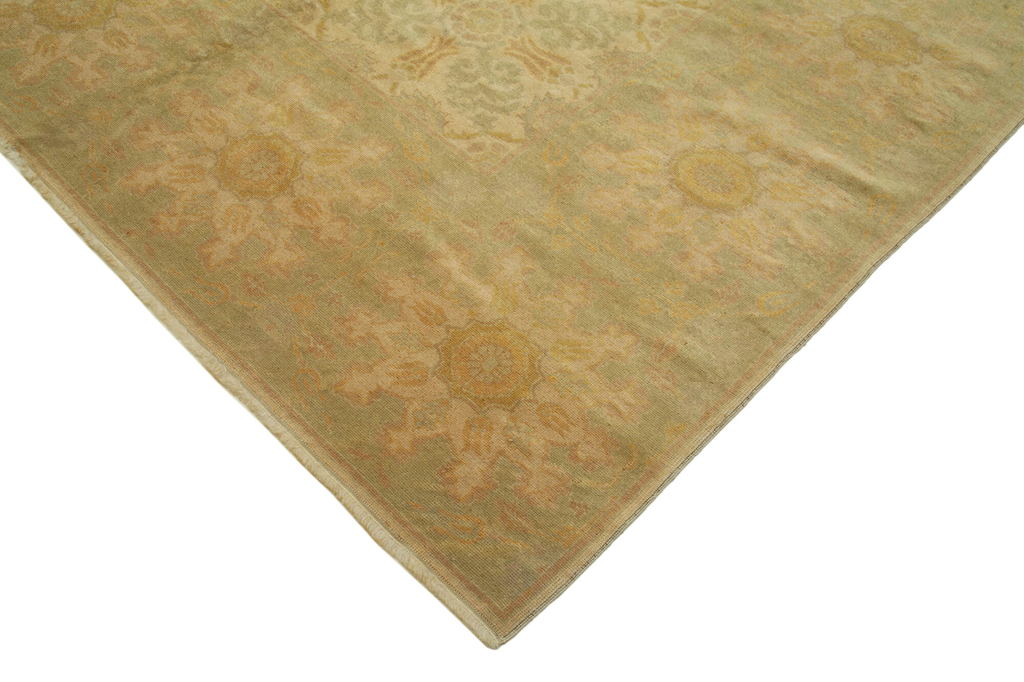 Handmade Wool Area Rug - Tebriz Classic Beige Cotton Wool Rug 11'3''x15'9''