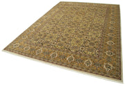 Handmade Wool Area Rug - Tebriz Classic Beige Cotton Wool Rug 10'x14' Durable Carpet