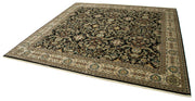 Handmade Wool Area Rug – Tebriz Black Classic Cotton Rug 12'4''x11'11'' Vintage