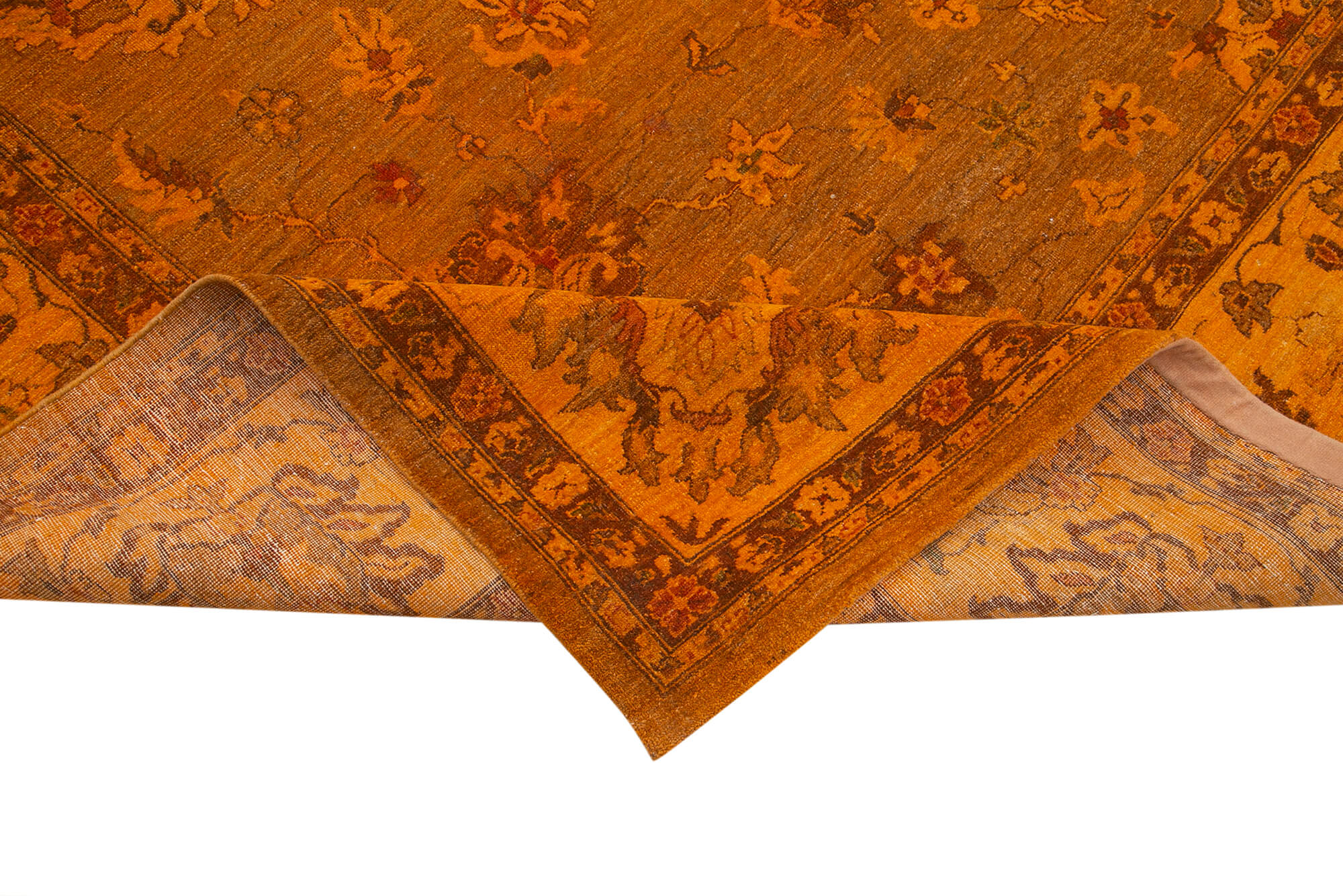 Handmade Wool Area Rug – Tebriz Classic Orange Cotton Wool Rug 9'8''x14'2''