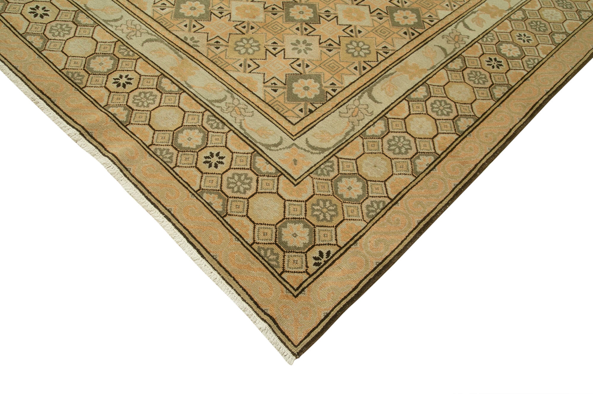 Handmade Wool Area Rug – Classic Beige Cotton Wool Rug, Durable Turkish Carpet 10'x13'9"