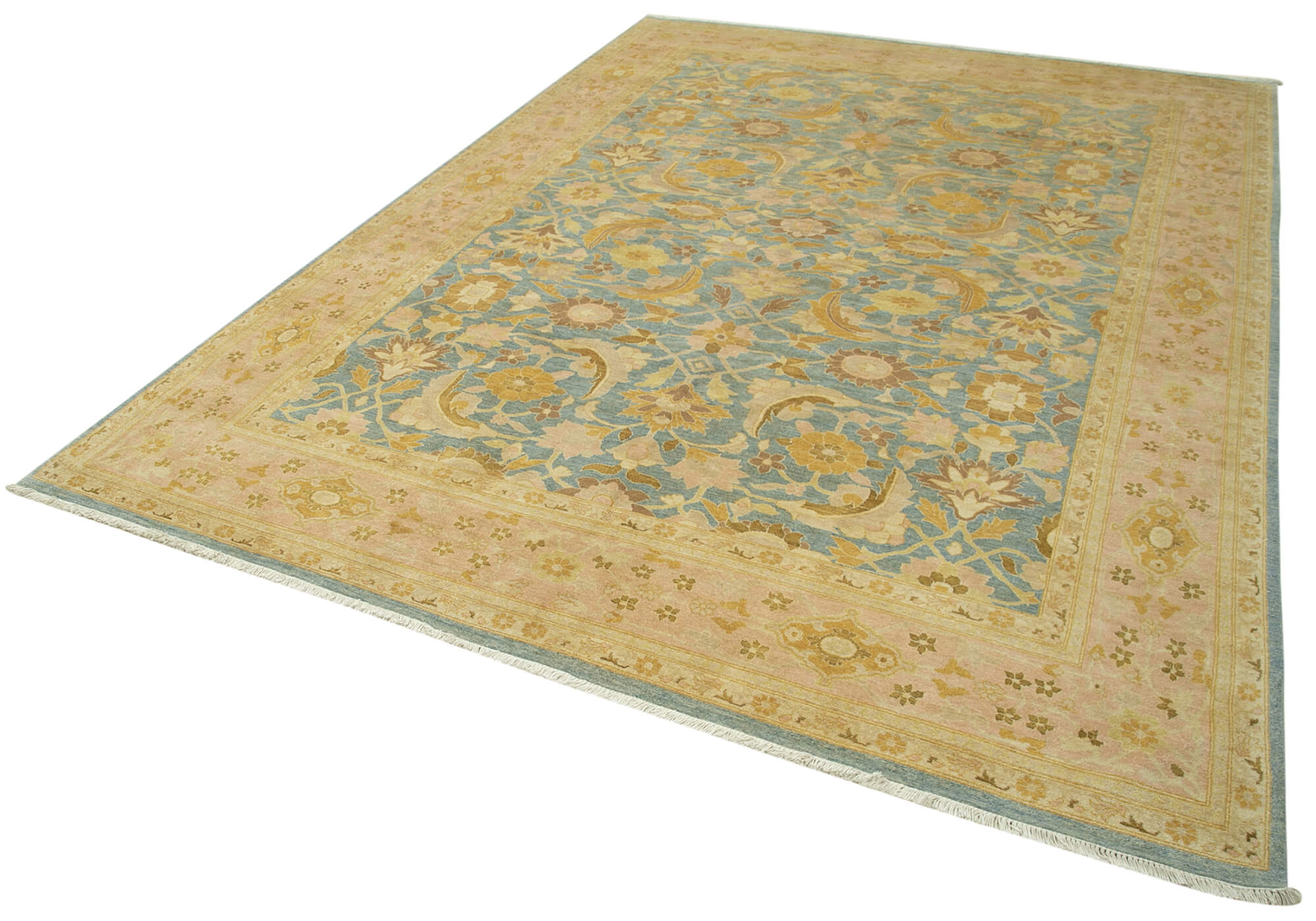 Handmade Wool Area Rug – Classic Beige Vintage Turkish Carpet 10'3''x14'3''