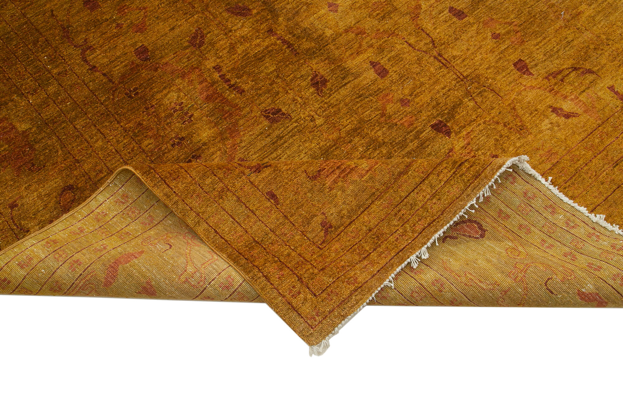 Handmade Wool Area Rug - Vintage Turkish Carpet | Classic Orange Cotton Wool Rug 10'x16'