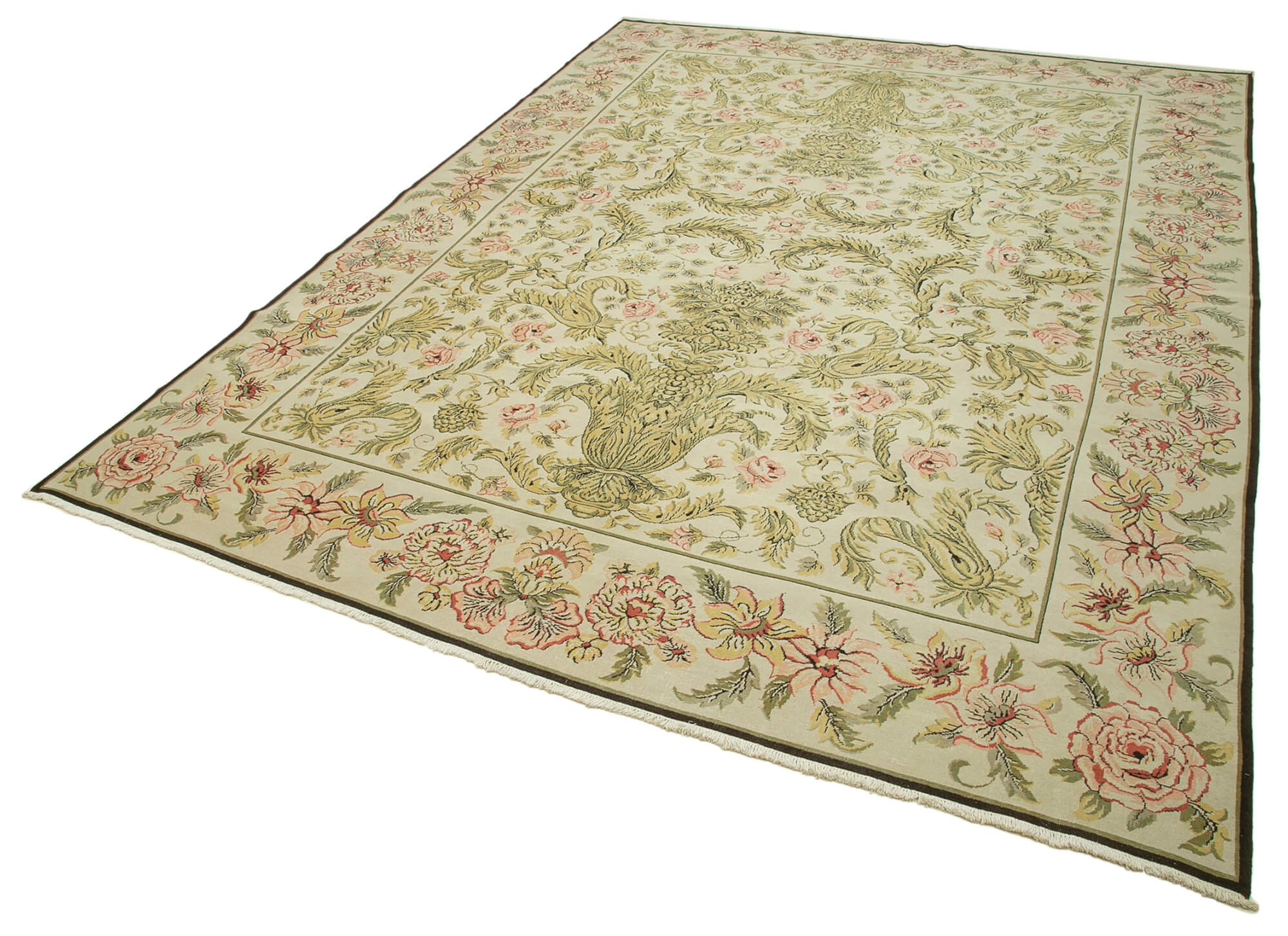 Handmade Wool Area Rug – Classic Beige Cotton Wool Rug, Turkish Hand Knotted 10'x13'7''