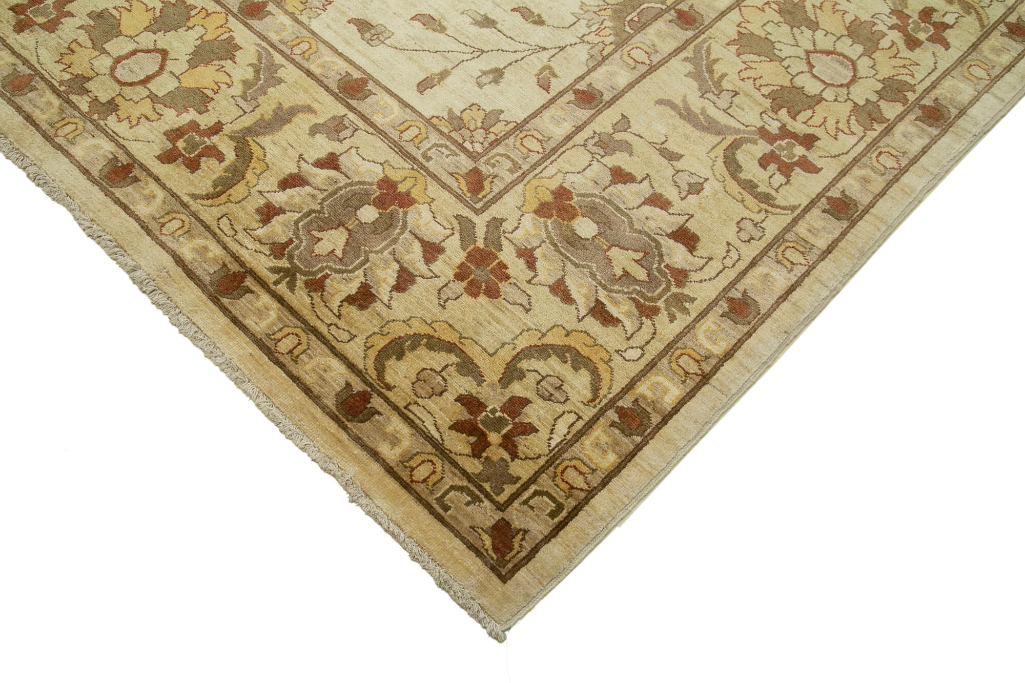 Handmade Wool Area Rug | Vintage Woven Carpet 10'x14'6'' – Soft Wool & Cotton Classic Beige Rug