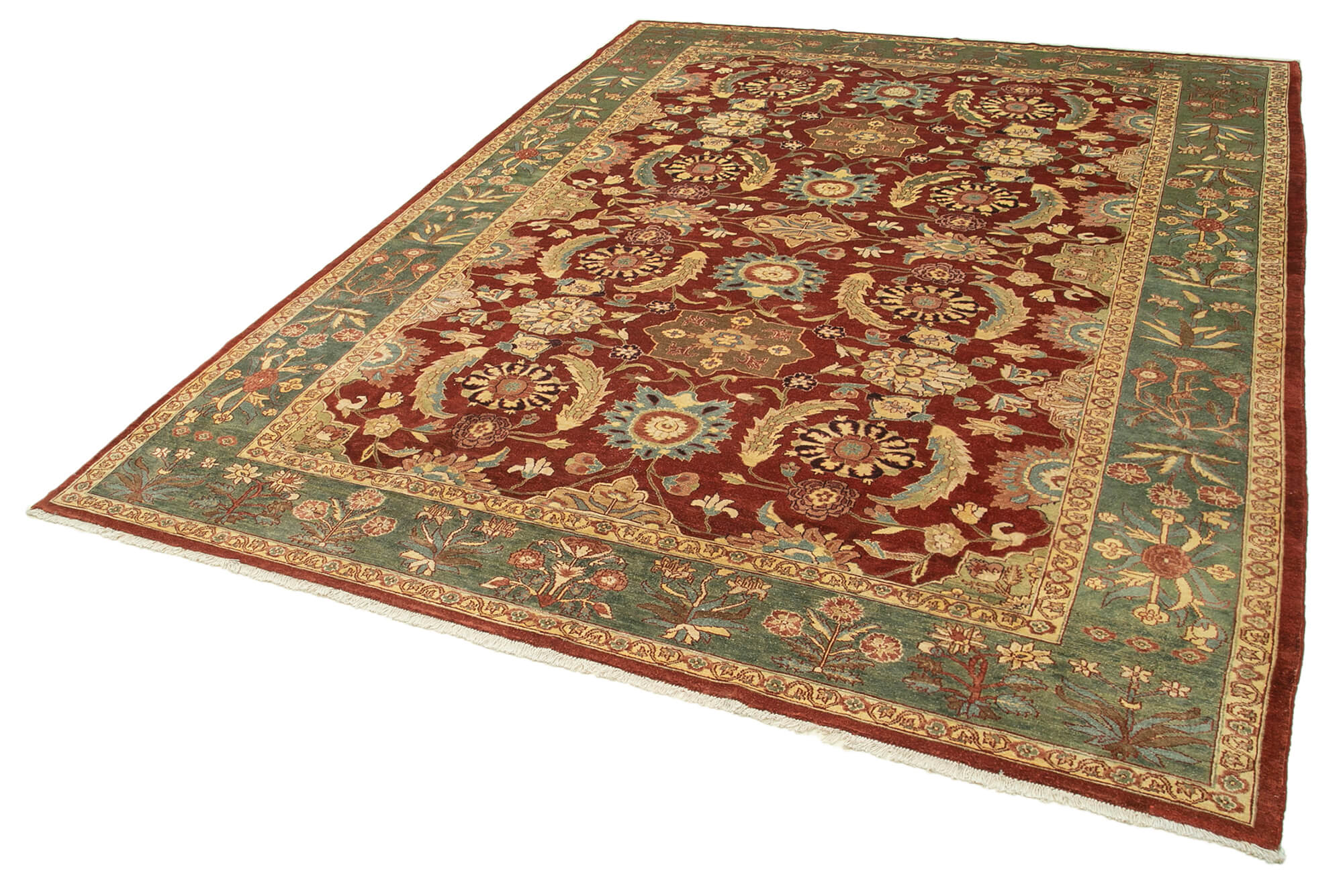 Handmade Wool Area Rug – Vintage Turkish Carpet Red Wool Rug 9'9'' x 14'1'' Classic Cotton Rug