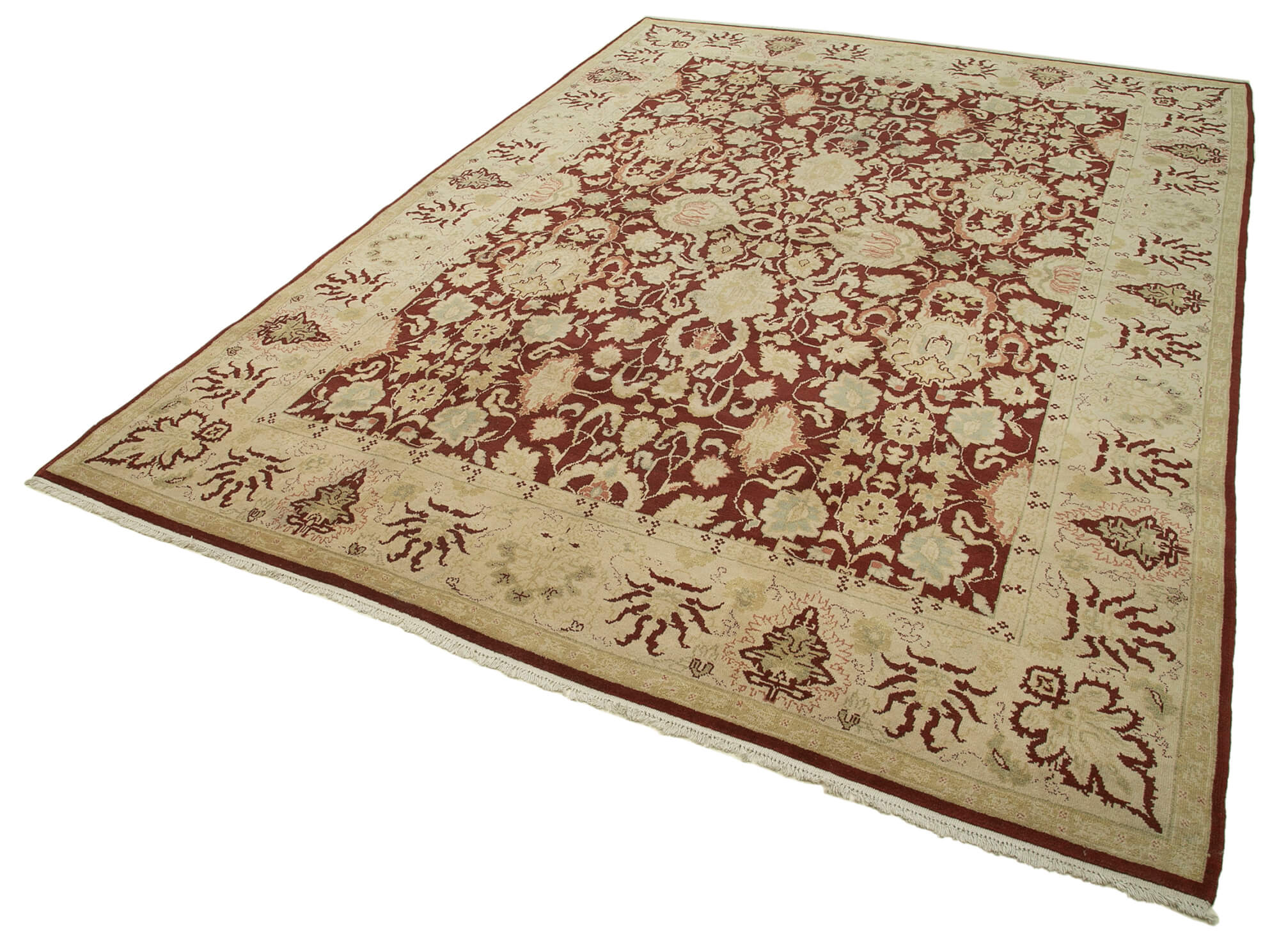 Handmade Wool Area Rug – Tebriz Classic Beige Cotton Wool Rug 10'2''x14'2''