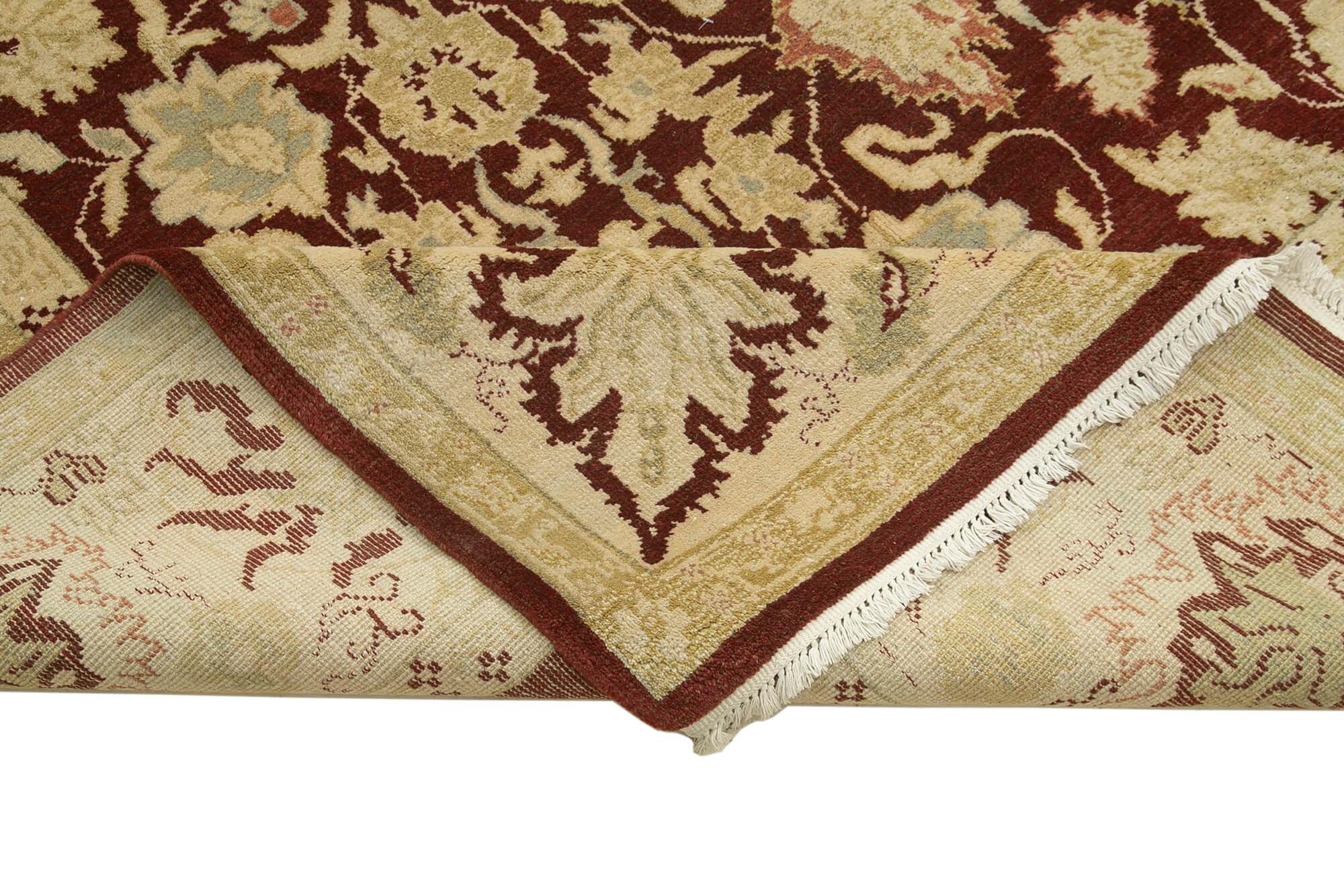 Handmade Wool Area Rug – Tebriz Classic Beige Cotton Wool Rug 10'2''x14'2''