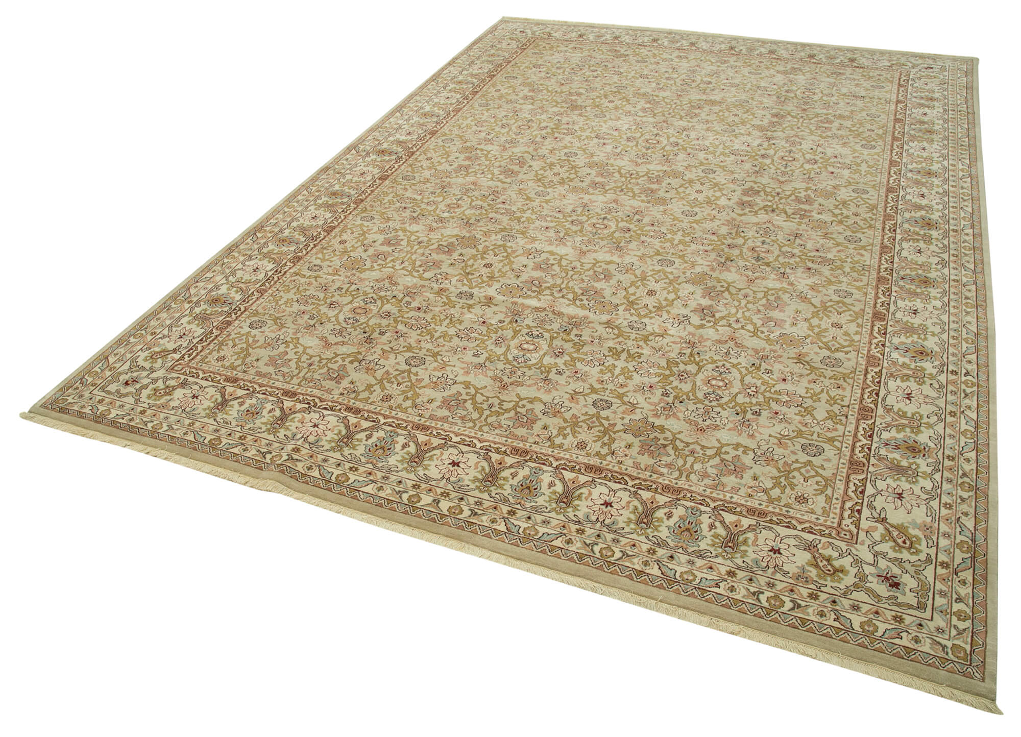 Handmade Wool Area Rug – Classic Beige Cotton Wool Rug 9'10''x13'9'' by Agacan