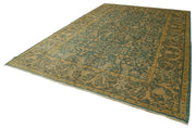 Handmade Wool Area Rug – Tebriz Classic Green Cotton Wool Carpet 8'11''x13'1''
