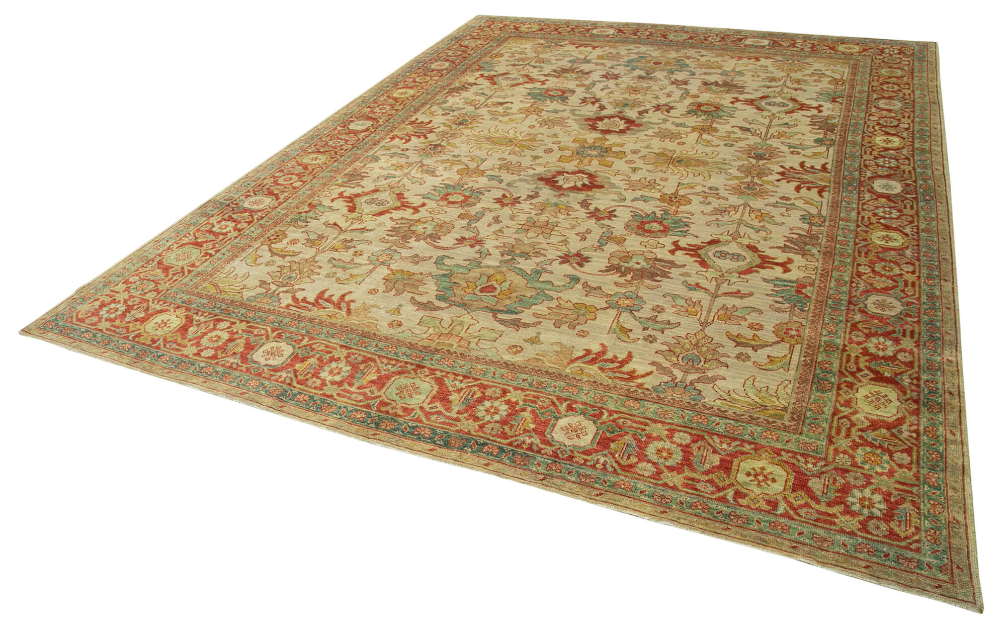 Handmade Wool Area Rug – Tebriz Classic Beige Cotton Wool Carpet 8'7''x11'7''