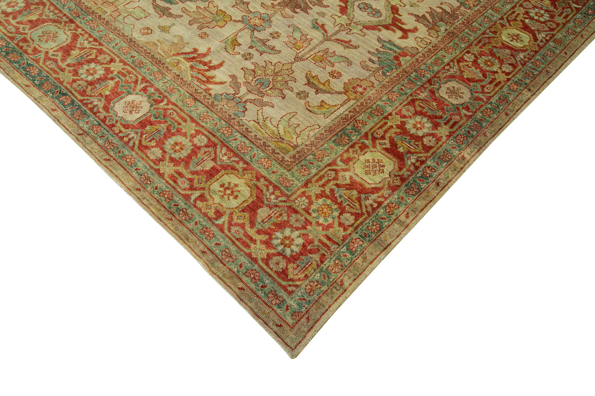 Handmade Wool Area Rug – Tebriz Classic Beige Cotton Wool Carpet 8'7''x11'7''