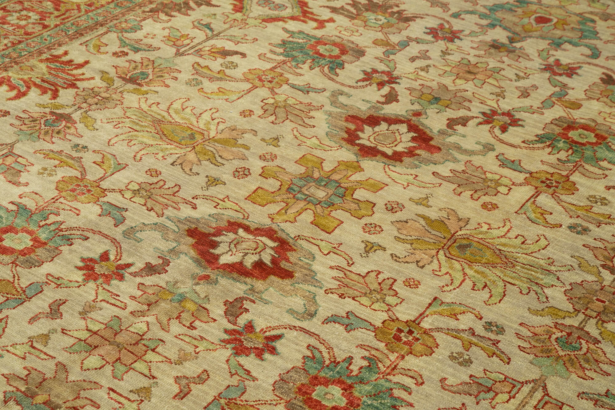 Handmade Wool Area Rug – Tebriz Classic Beige Cotton Wool Carpet 8'7''x11'7''