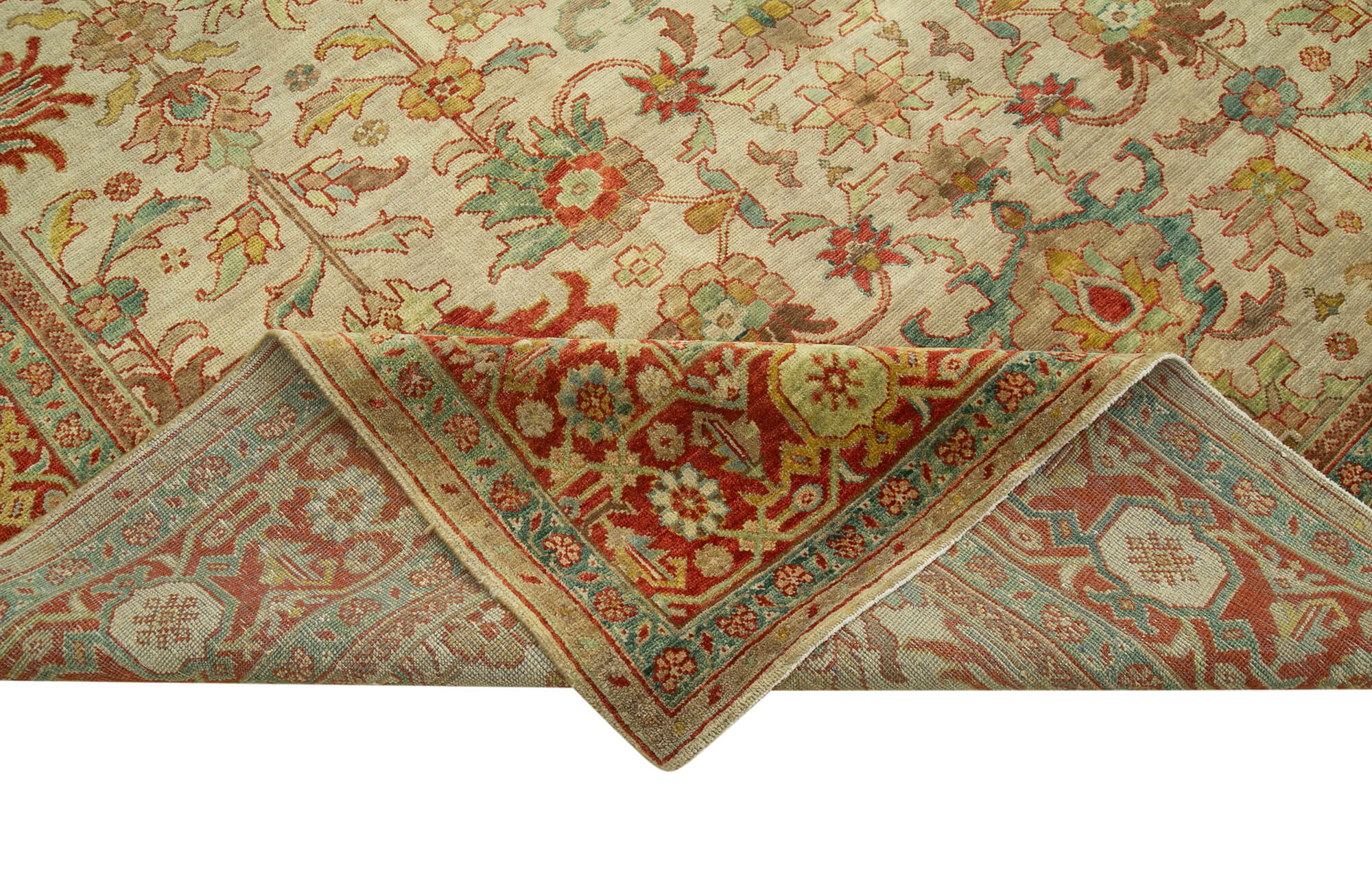 Handmade Wool Area Rug – Tebriz Classic Beige Cotton Wool Carpet 8'7''x11'7''