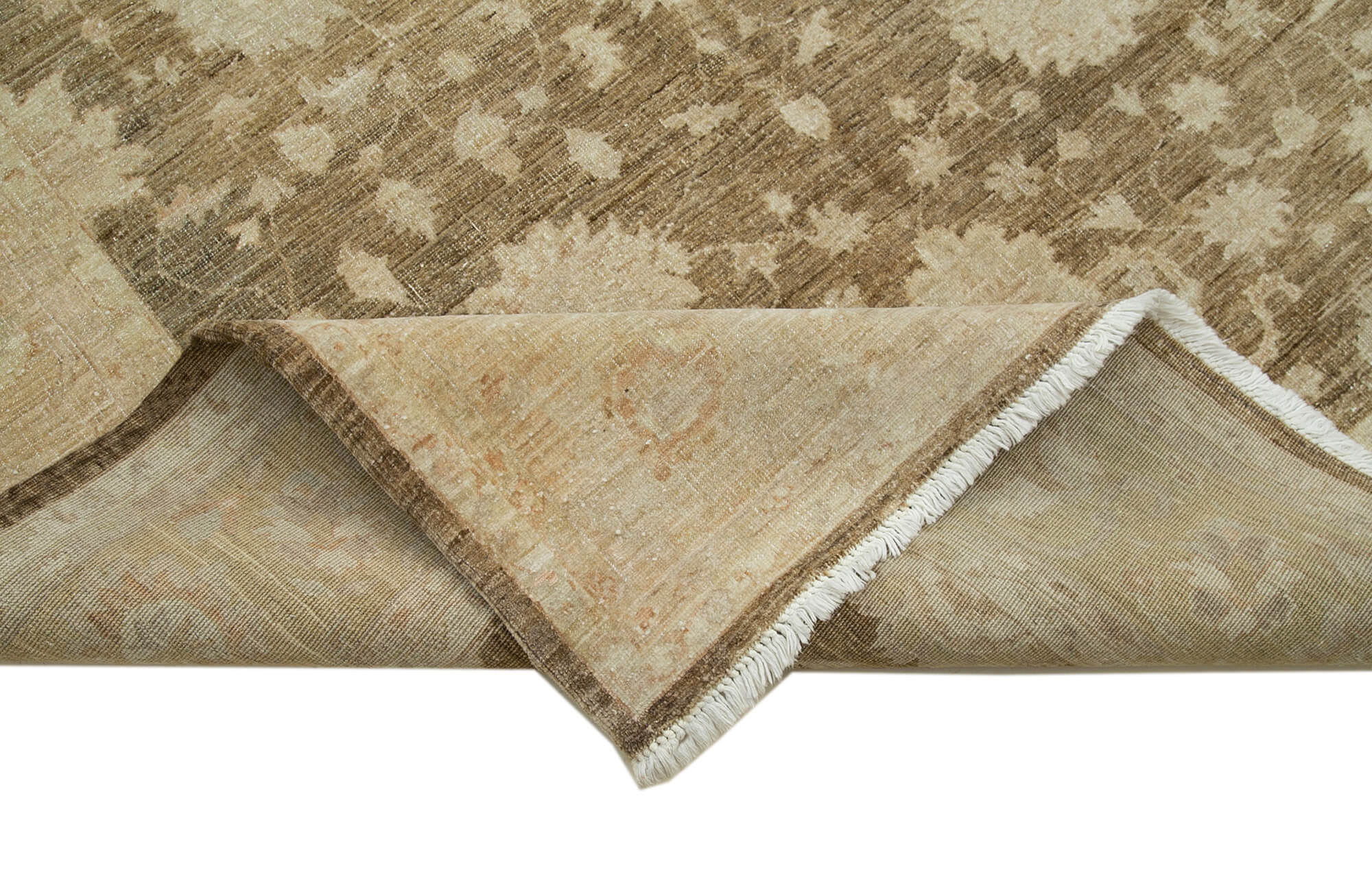 Handmade Wool Area Rug - Tebriz Classic Beige 5x9 Feet Durable Cotton Wool Rug