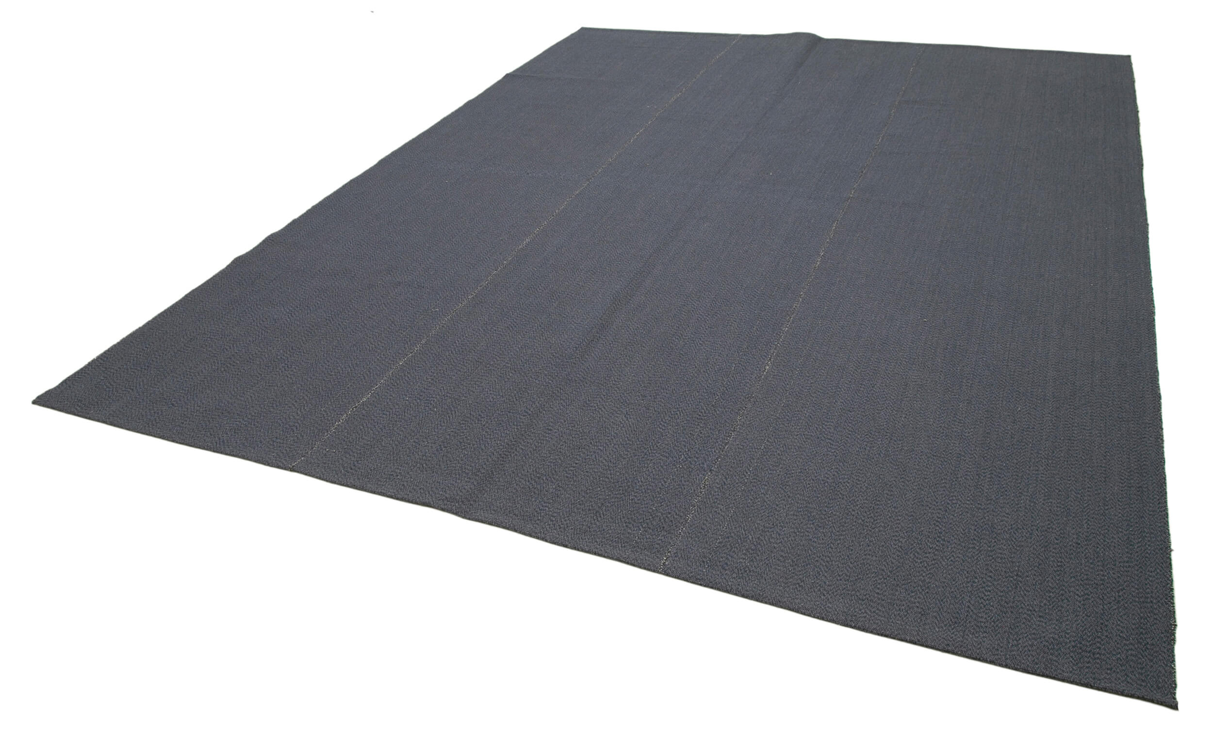 Vintage Flatweave Rug - Handmade Grey Wool Carpet 9'x12' | Durable Cotton Wool Area Rug