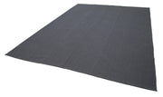 Vintage Flatweave Rug – Handmade Area Rug 9'1'' x 11'11'' | Grey Wool Cotton Carpet