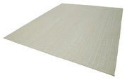 Vintage Flatweave Rug – Handmade Area Rug, Beige Cotton Wool Carpet 9'3''x11'3''