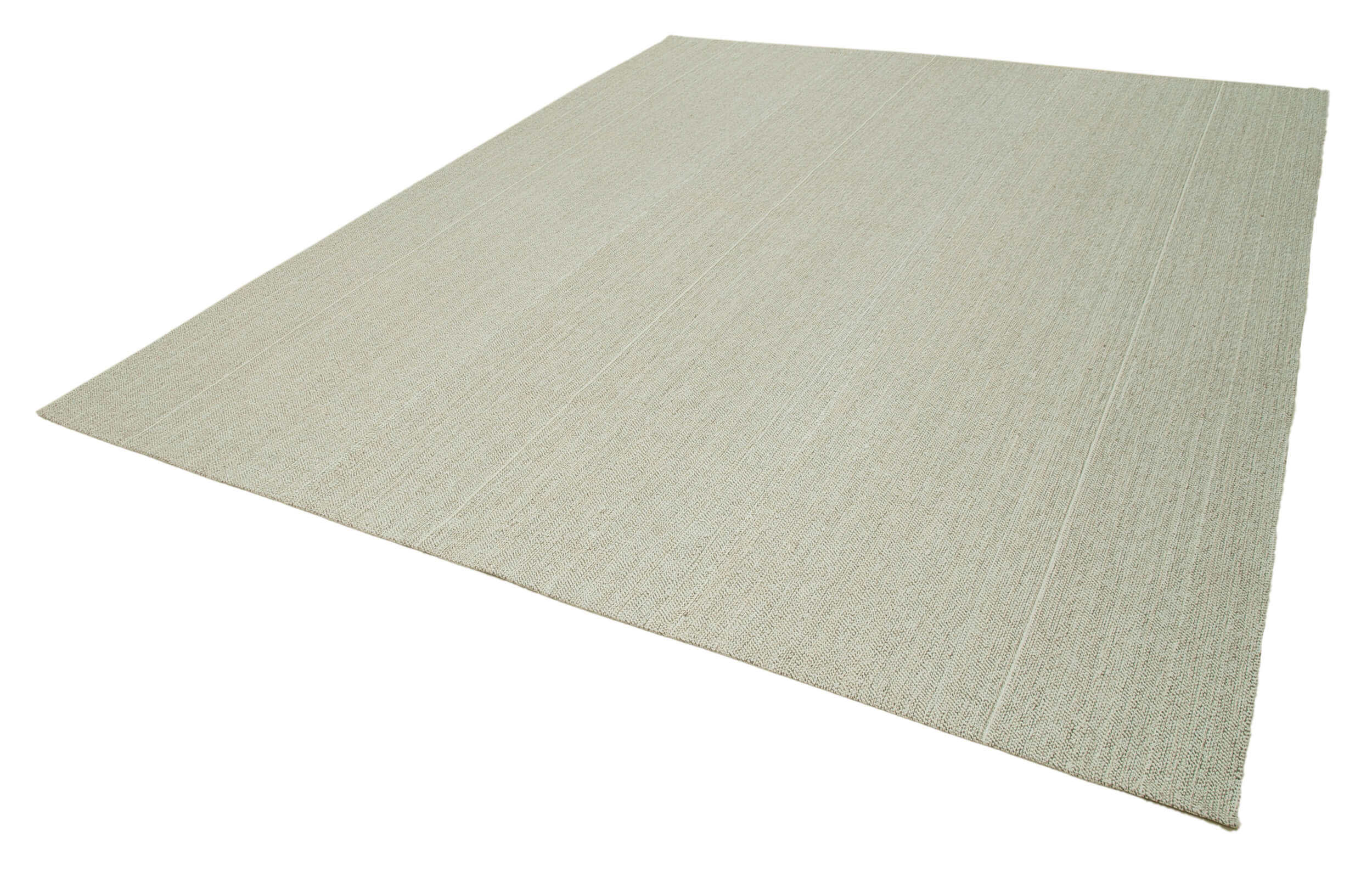 Vintage Flatweave Rug – Handmade Area Rug, Beige Cotton Wool Carpet 9'3''x11'3''