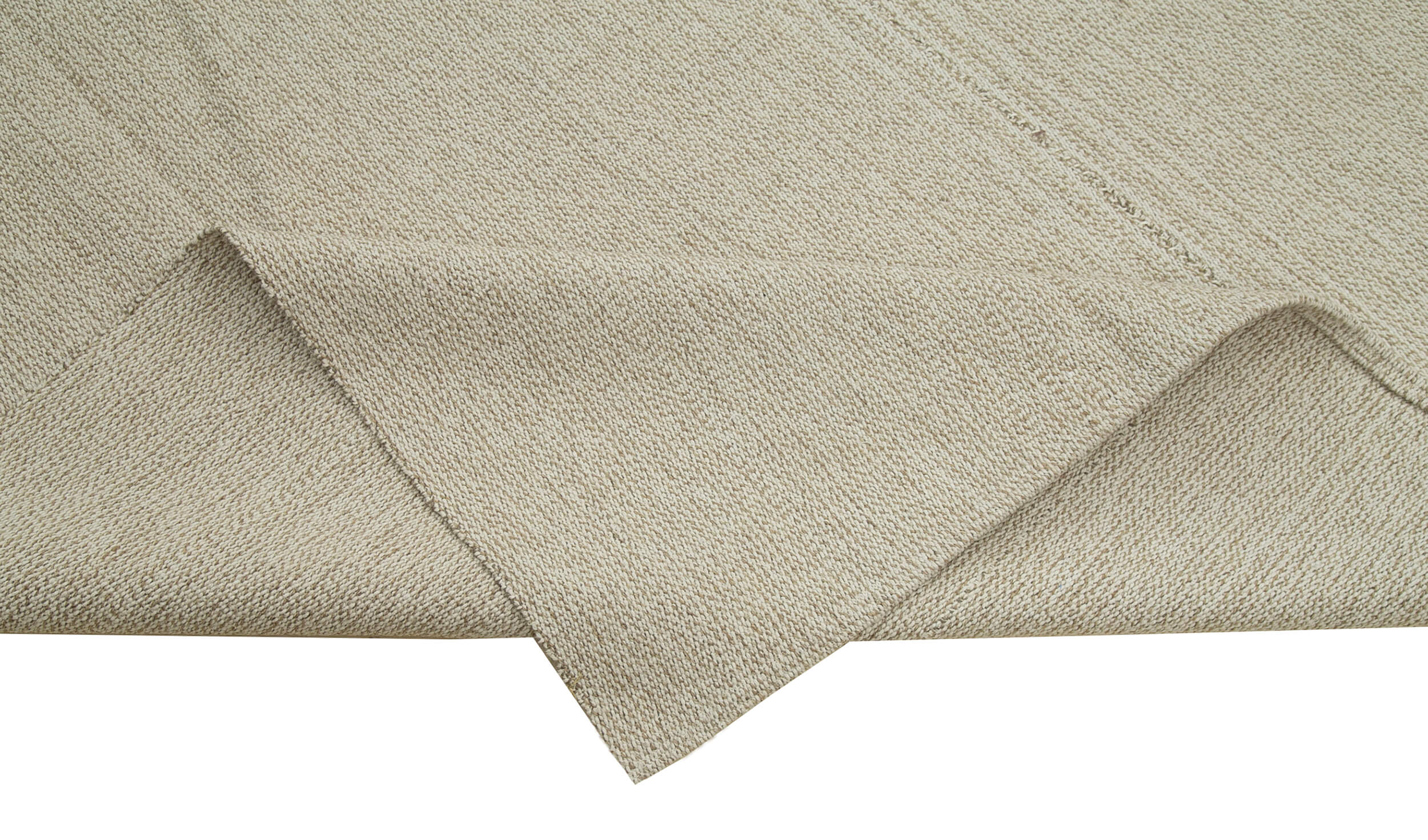 Vintage Flatweave Rug - Handmade Area Rug 10'5''x12'4'' Cotton Wool Beige Carpet