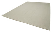 Vintage Flatweave Rug - Handmade Area Rug 10'5'' x 14'2'' Beige Cotton Wool Carpet