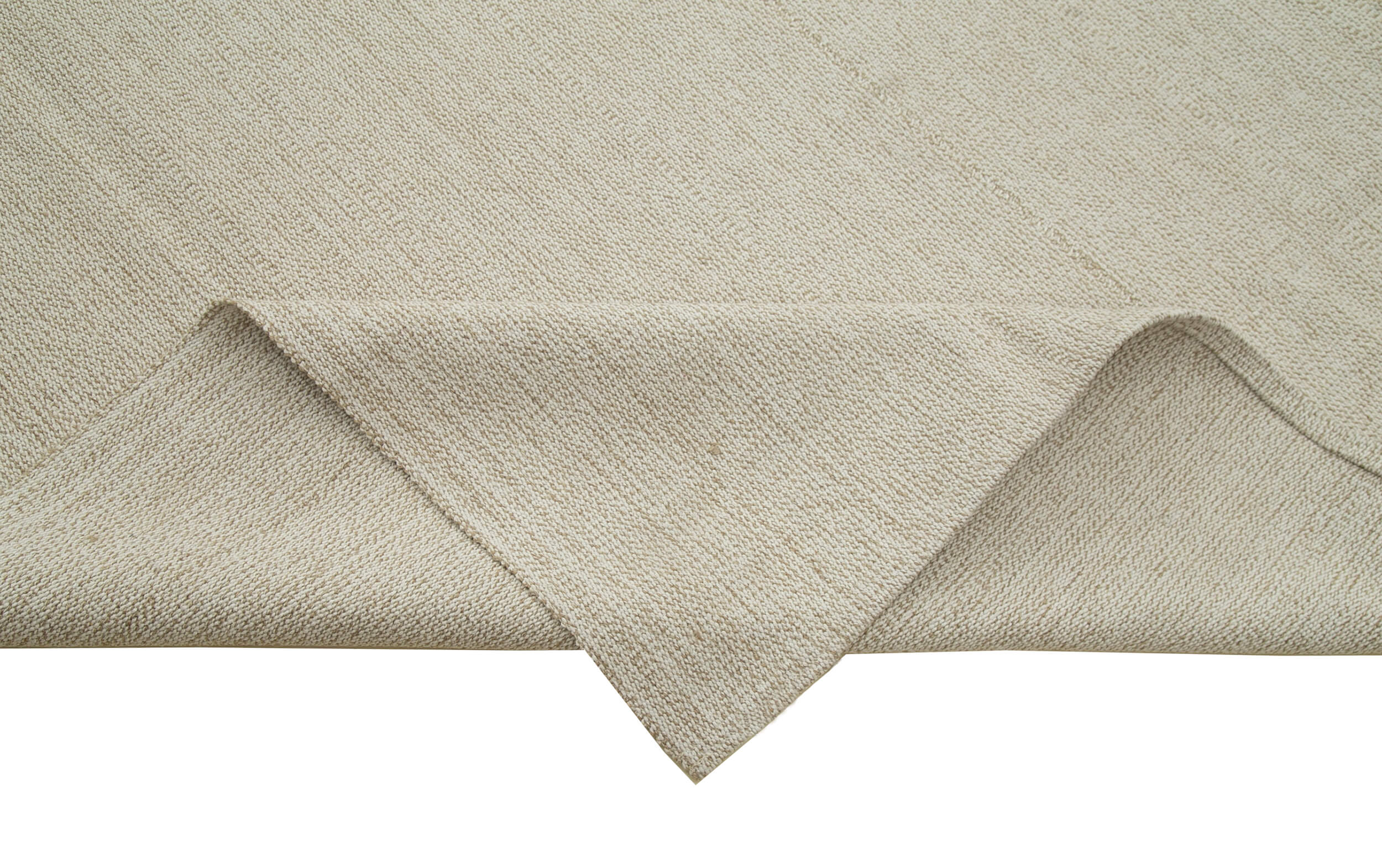 Vintage Flatweave Rug - Handmade Area Rug 10'5'' x 14'2'' Beige Cotton Wool Carpet