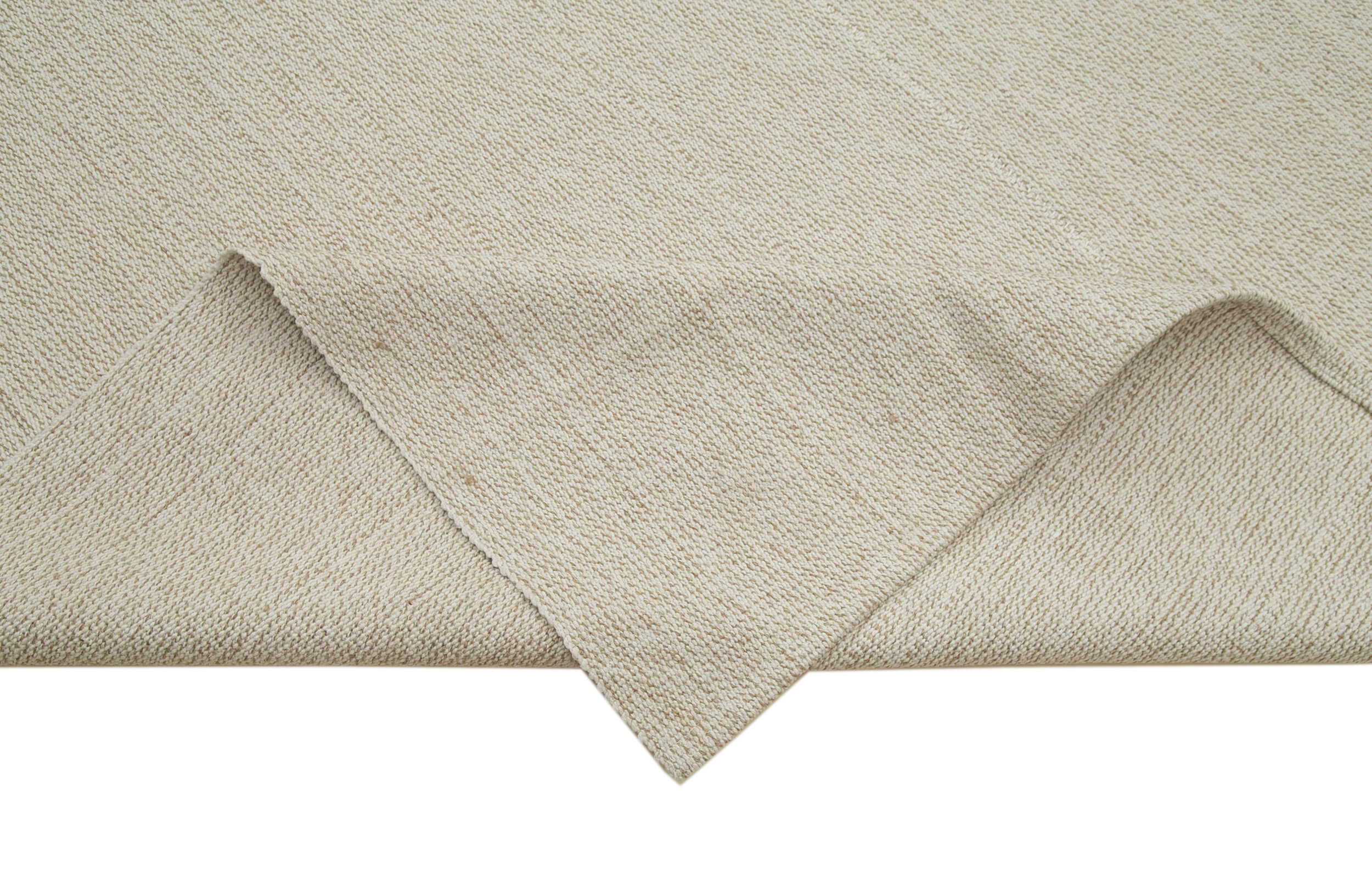 Vintage Flatweave Rug – Handmade Area Rug 10'5'' x 13'3'' | Beige Cotton Wool Carpet