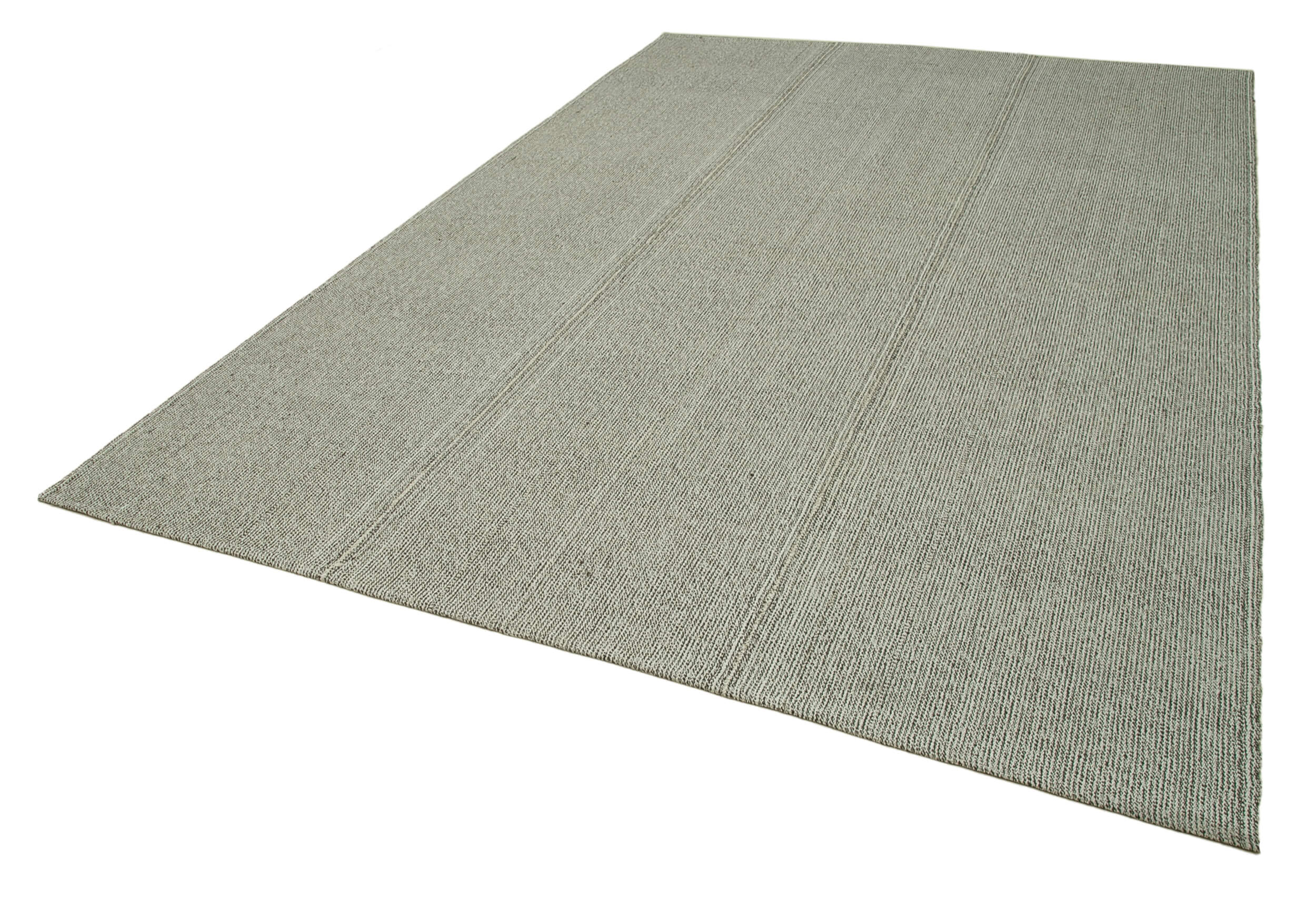 Vintage Flatweave Rug - Handmade Area Rug 7'10'' x 11'7'' Grey Cotton Wool