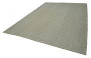 Vintage Flatweave Rug – Handmade Area Rug Grey Cotton Wool Blend 8'6''x11'11''