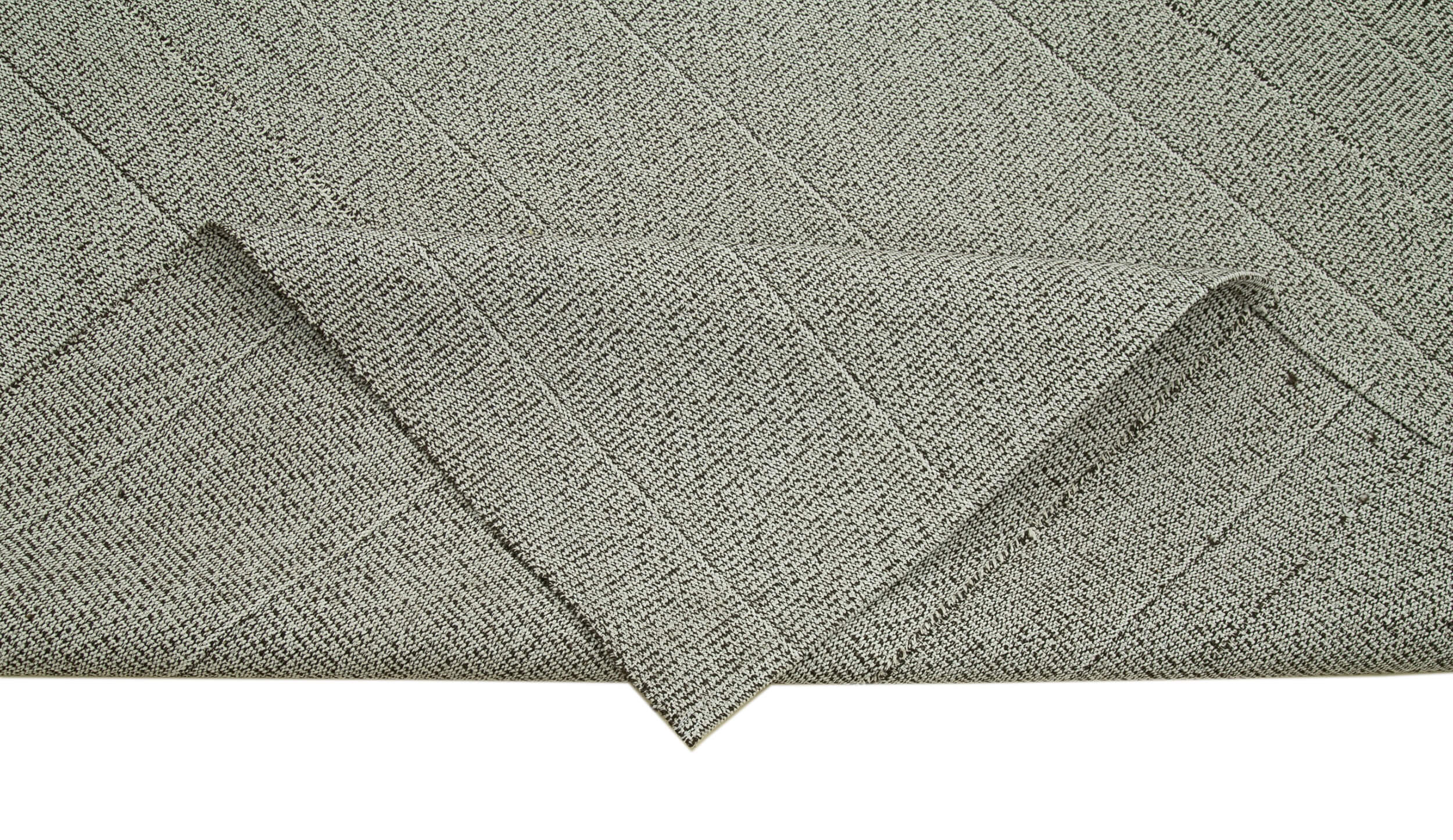 Vintage Flatweave Rug – Handmade Area Rug with Grey Cotton Wool, 8'6'' x 11'2''