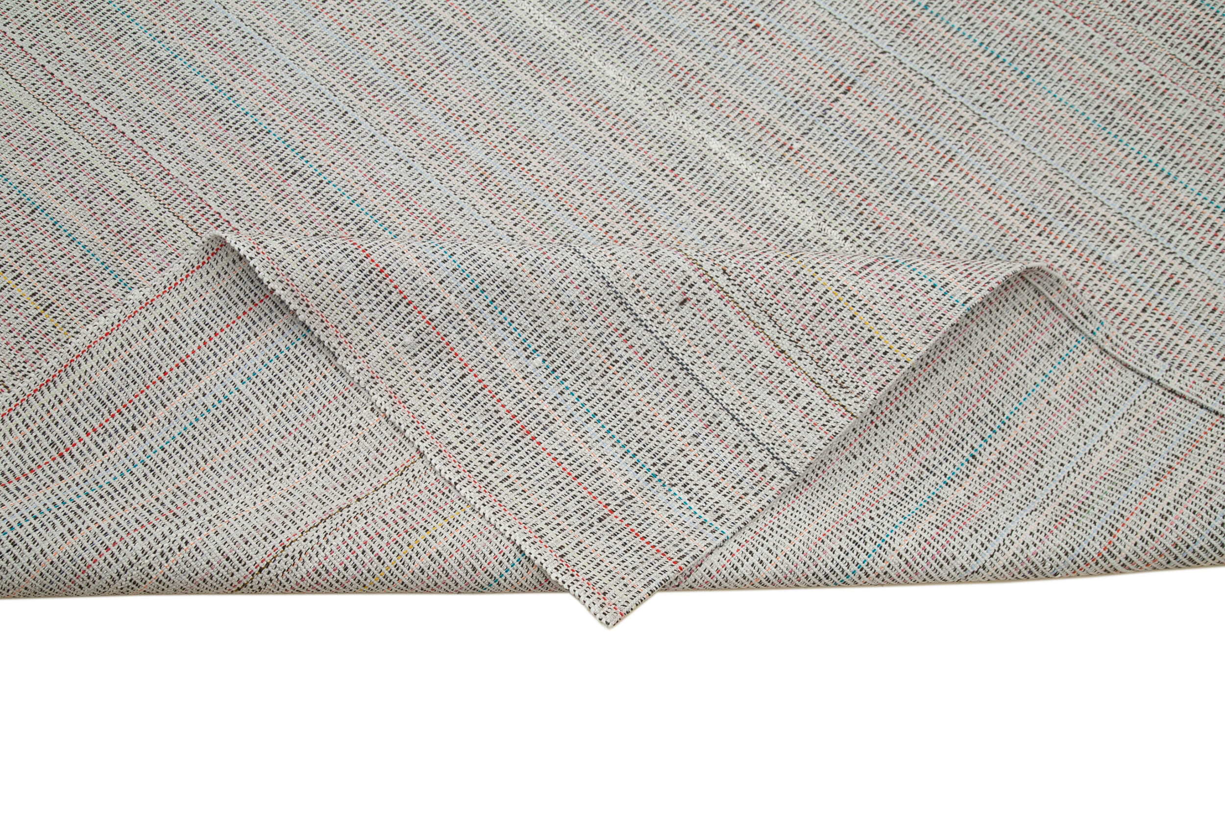 Vintage Flatweave Rug - Handmade Cotton Wool Area Rug 10'x13'3'' with Soft Wool Texture