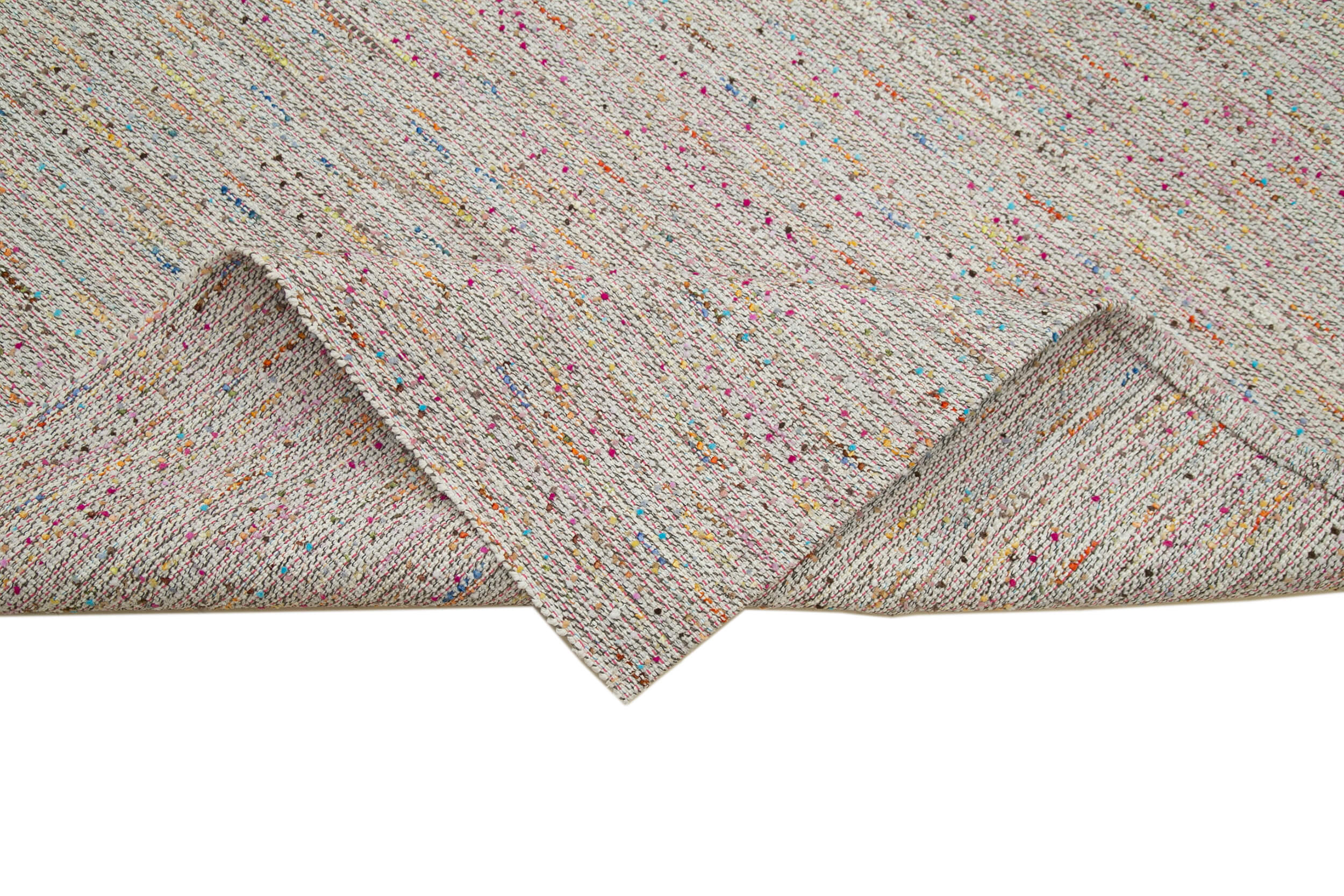 Vintage Flatweave Rug Handmade Area Rug 10x13 Cotton Wool Carpet - Agacan