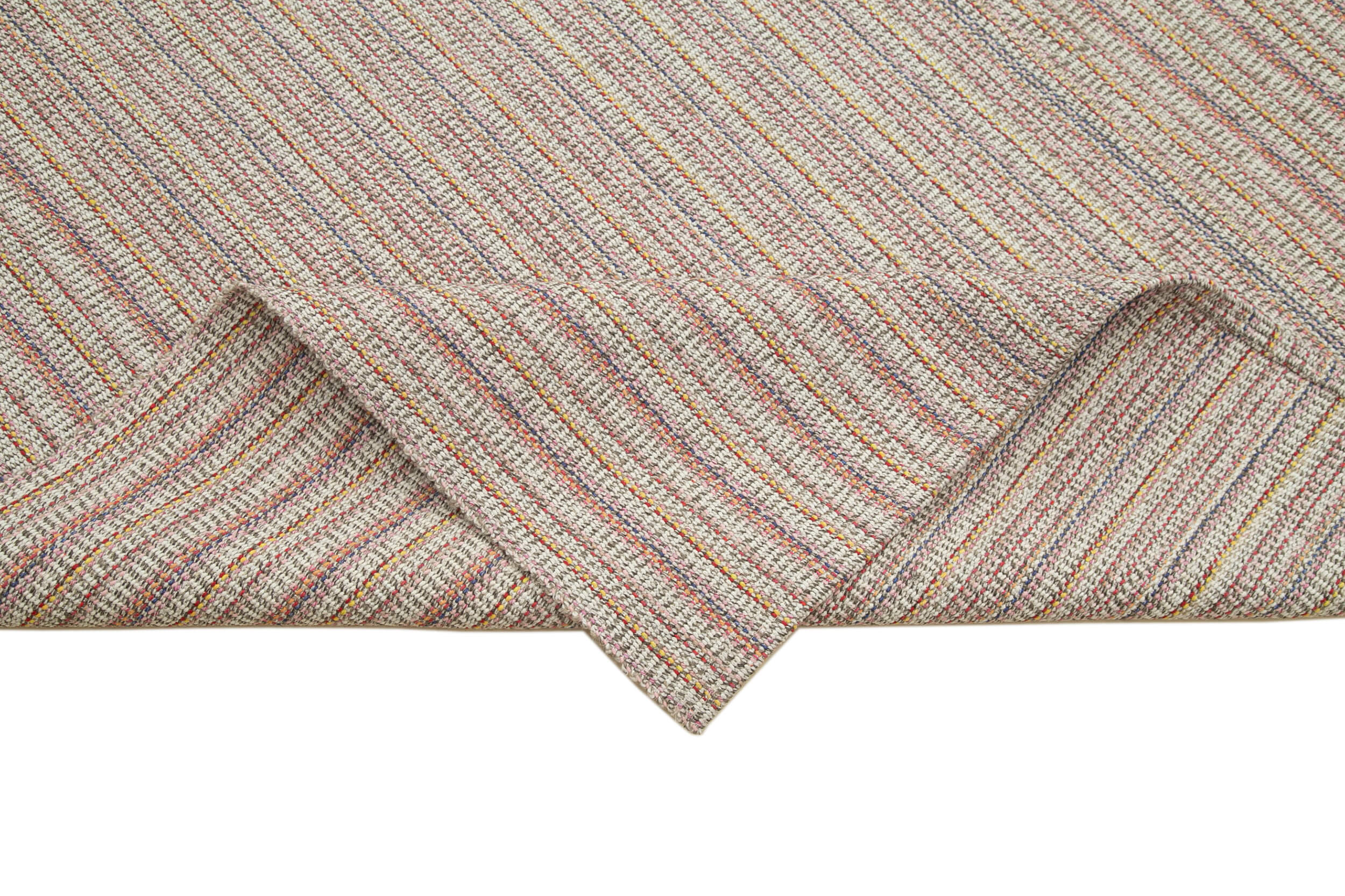 Vintage Flatweave Rug - Handmade Area Rug 10'5''x13'6'' Beige Cotton Wool Blend