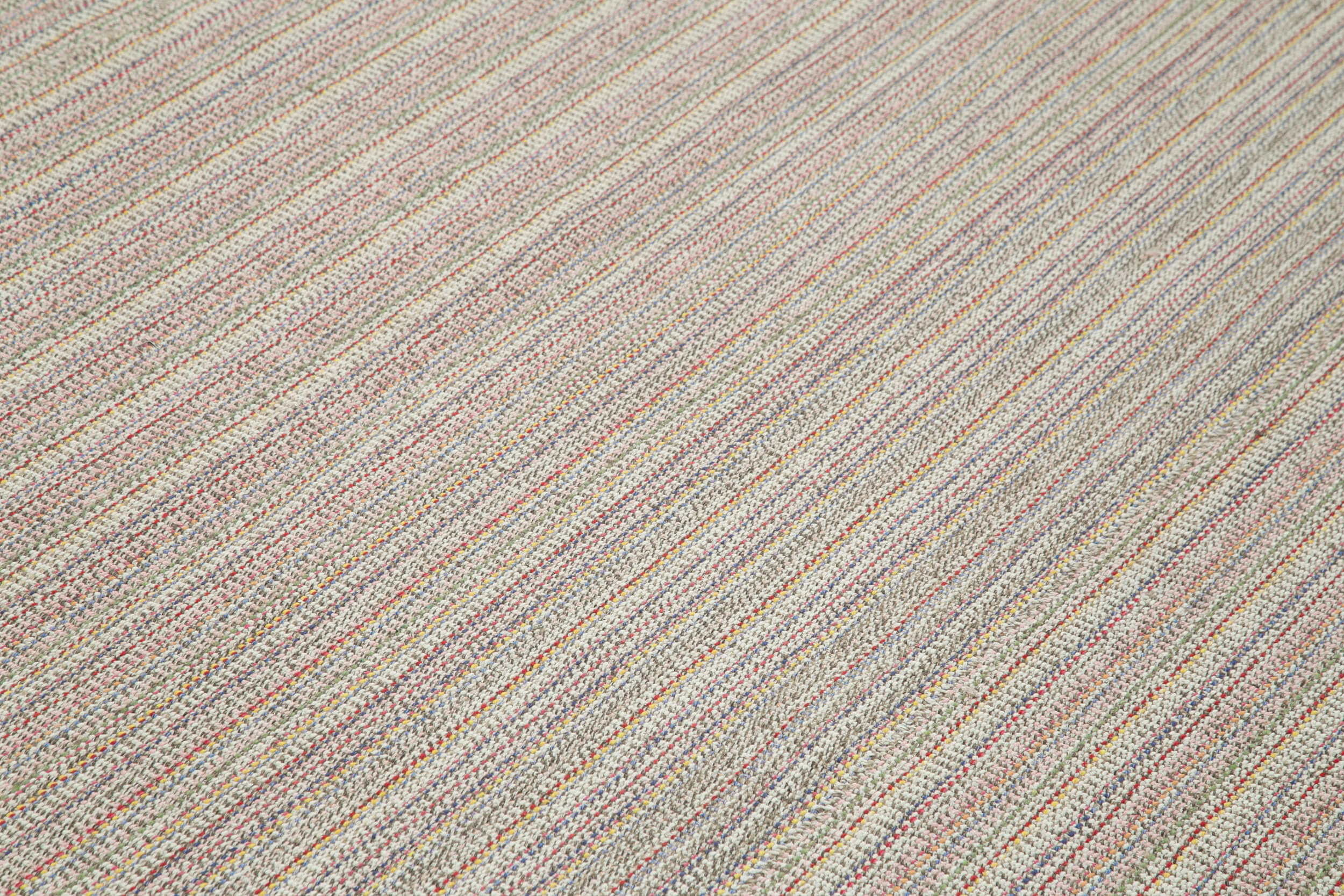 Vintage Flatweave Rug - Handmade Cotton Wool Area Rug 9'4'' x 12'10'' White