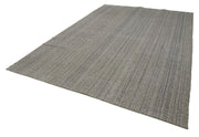 Vintage Flatweave Rug - Handmade Wool Cotton Carpet 8'5'' x 11'10'' Grey Area Rug