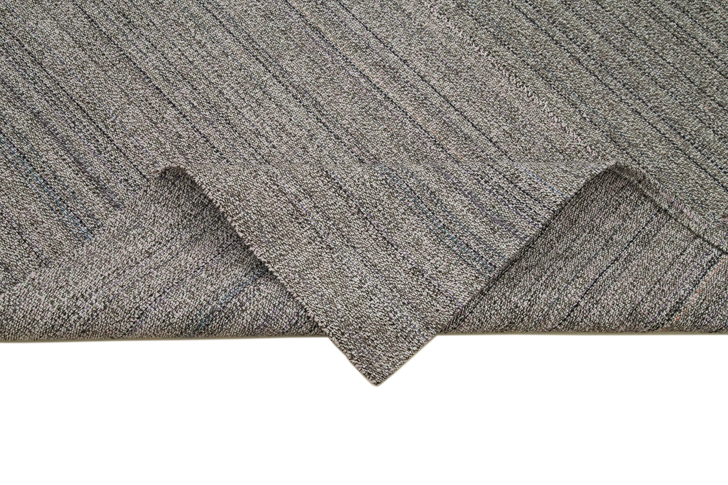 Vintage Flatweave Rug - Handmade Wool Cotton Carpet 8'5'' x 11'10'' Grey Area Rug