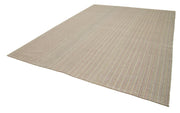 Vintage Flatweave Rug – Handmade Cotton Wool Carpet, 9'5'' x 12'5'' White Flatweave