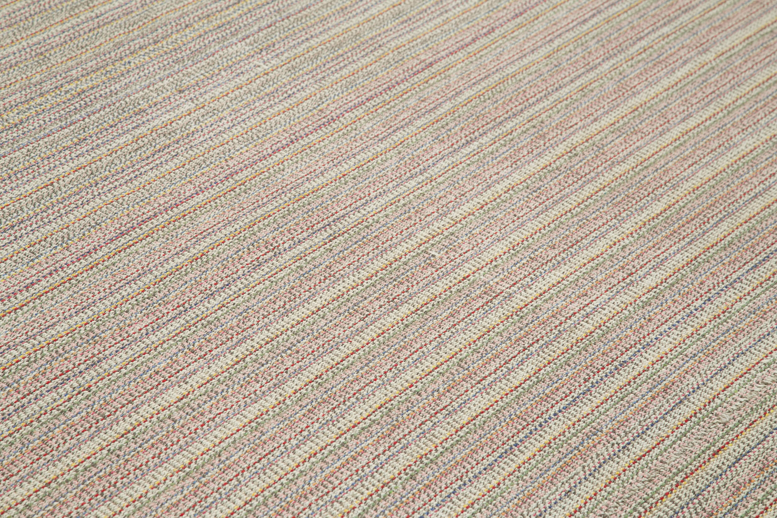 Vintage Flatweave Rug – Handmade Cotton Wool Carpet, 9'5'' x 12'5'' White Flatweave