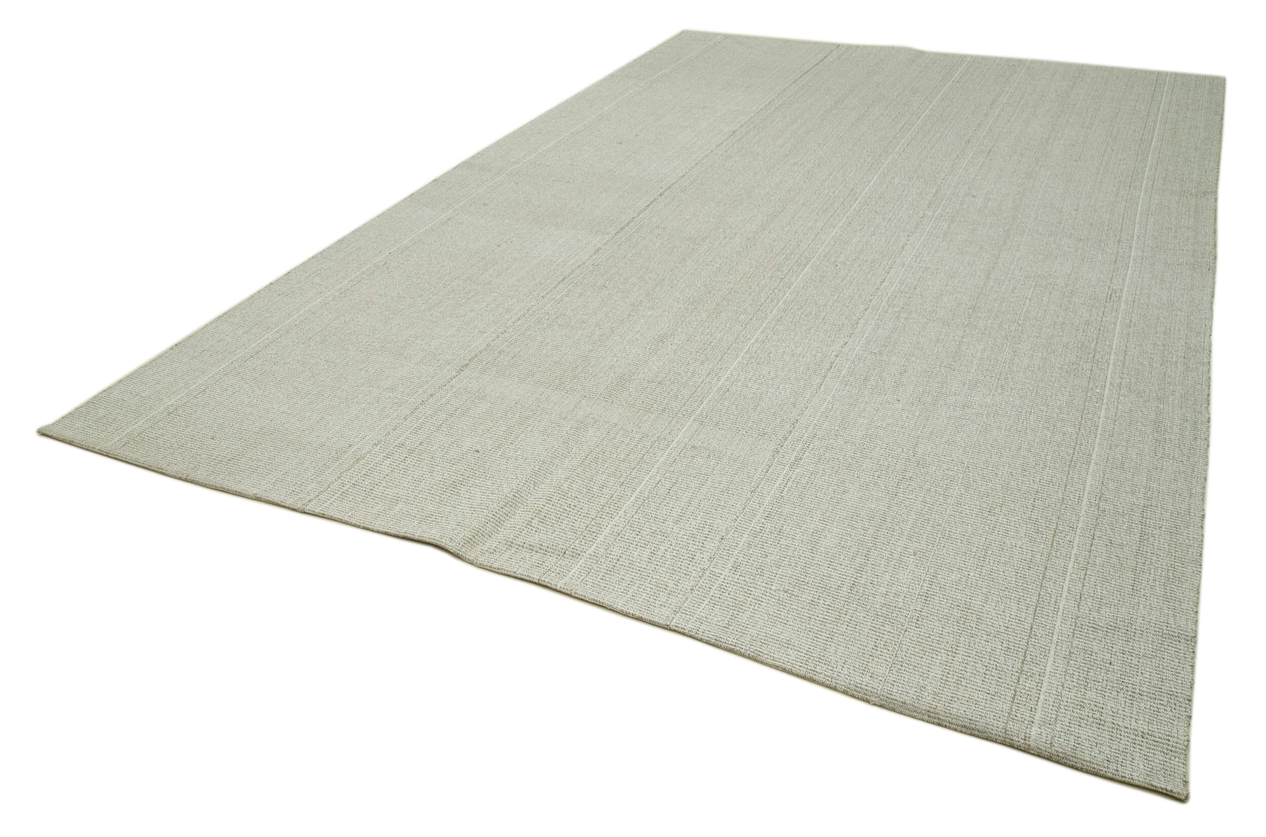Vintage Flatweave Rug – Handmade Cotton Wool Area Rug | Beige Classic Carpet 8'10''x13'1''