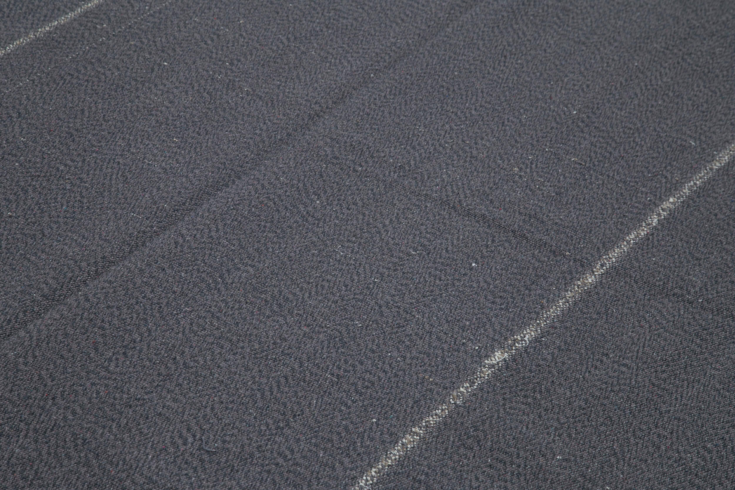Vintage Flatweave Rug - Handmade Cotton Wool Area Rug 9'x11'11'' Grey Flatweave Carpet