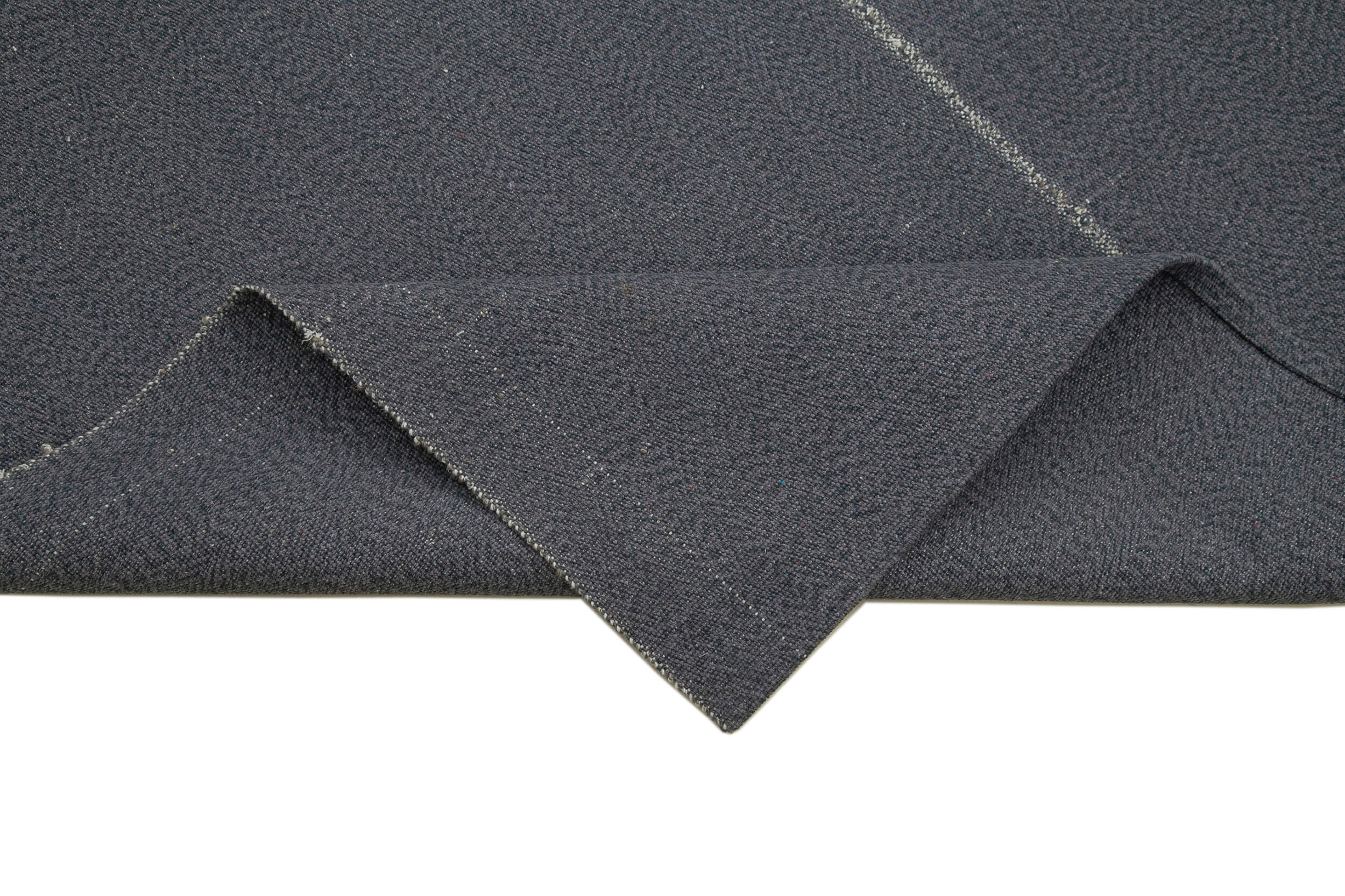 Vintage Flatweave Rug - Handmade Cotton Wool Area Rug 9'x11'11'' Grey Flatweave Carpet