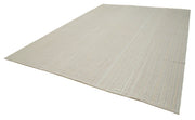 Vintage Flatweave Rug - Handmade Cotton Wool Carpet | Beige Large Living Room Area Rug