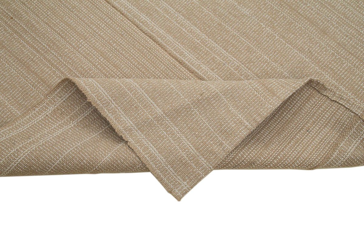 Vintage Flatweave Rug - Handmade Area Rug 9'3''x10'7'' | Cotton Wool Carpet Brown