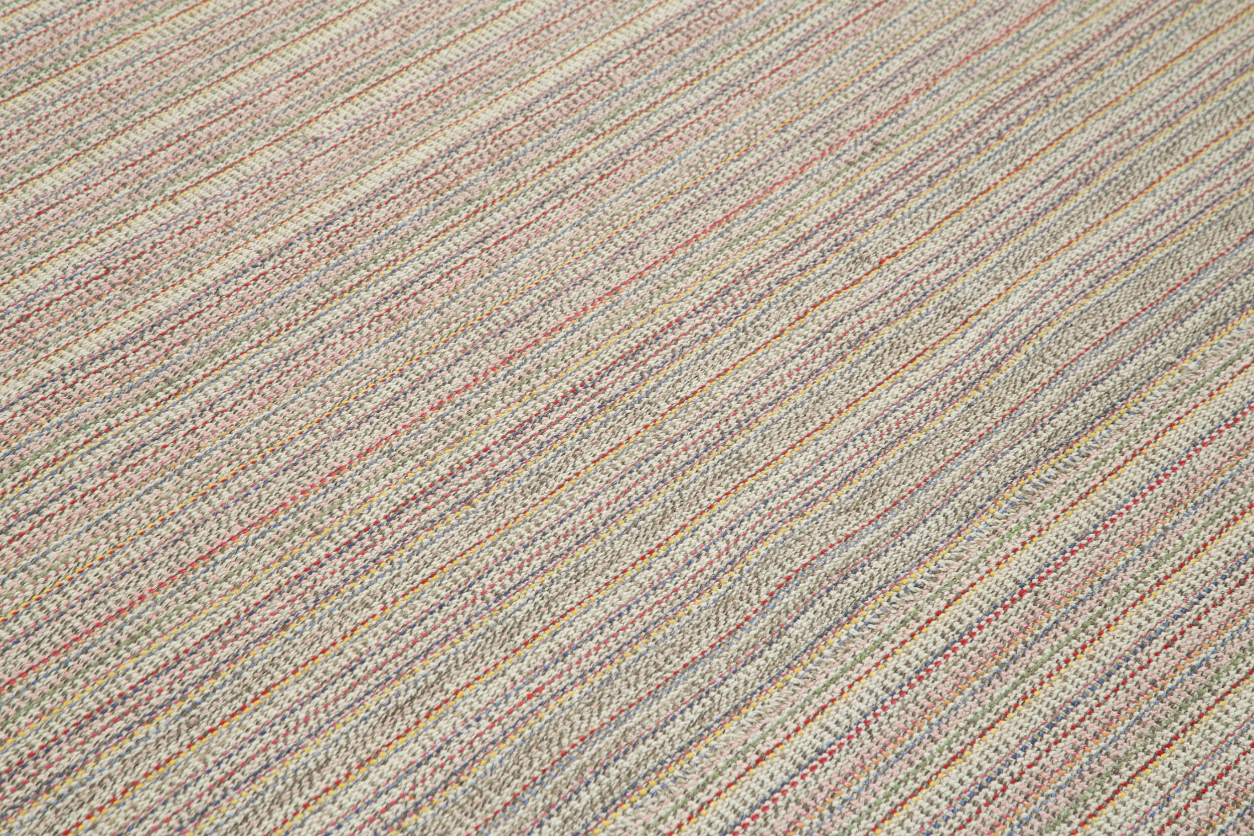 Vintage Flatweave Rug Handmade Area Rug 9'5''x12'5'' – Cotton Wool Carpet